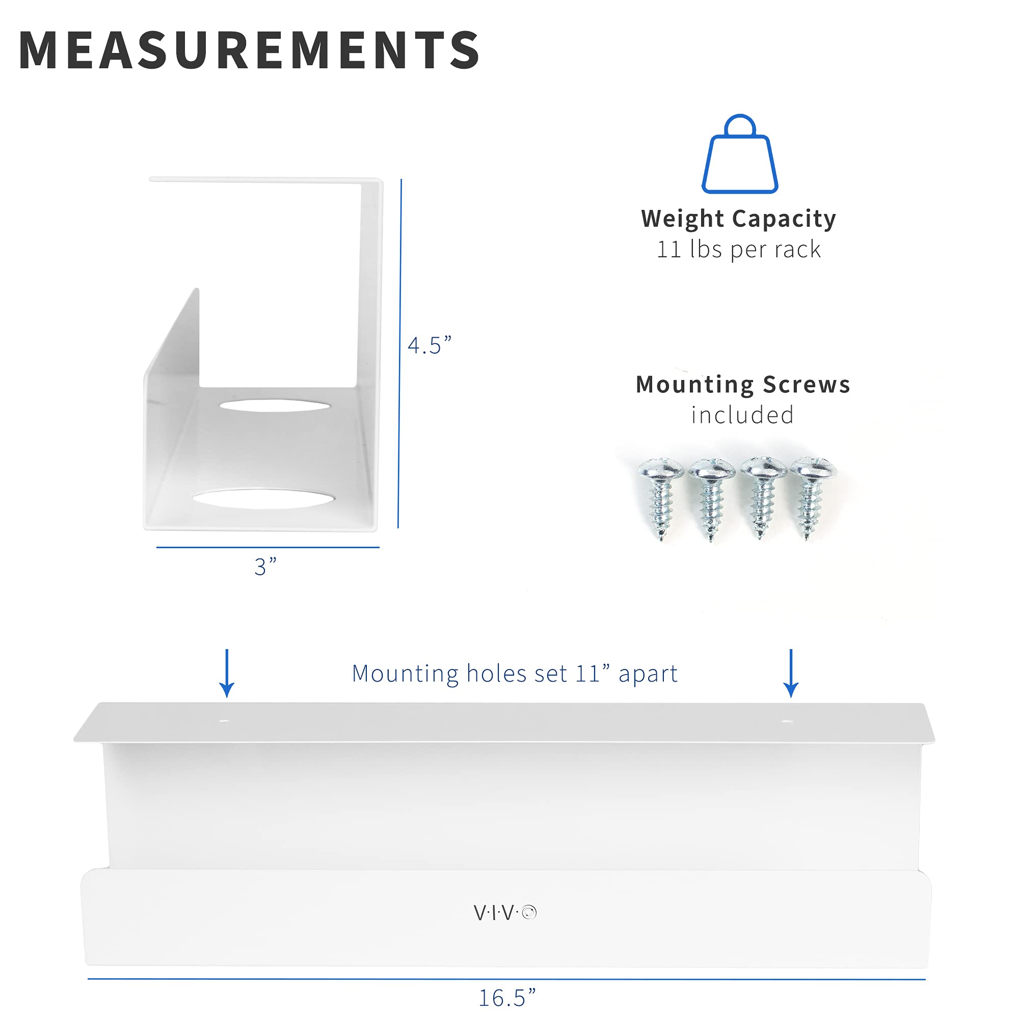 2 Pack VIVO Under Desk 17-Inch Cable Management Tray - White Cord Organizer for Home Office Desk Accessories | Perfect for Computer, TV, and Gaming Setup Wire Organization (Model DESK-AC06-2CW)