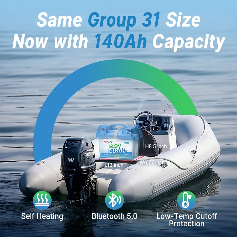 Redodo 12V 140Ah Deep Cycle Dual Purpose Marine Battery - 1000 CCA for Trolling Motor, RV, Boat & Off-Grid Power - Perfect for Fishing, Camping & Emergency Backup