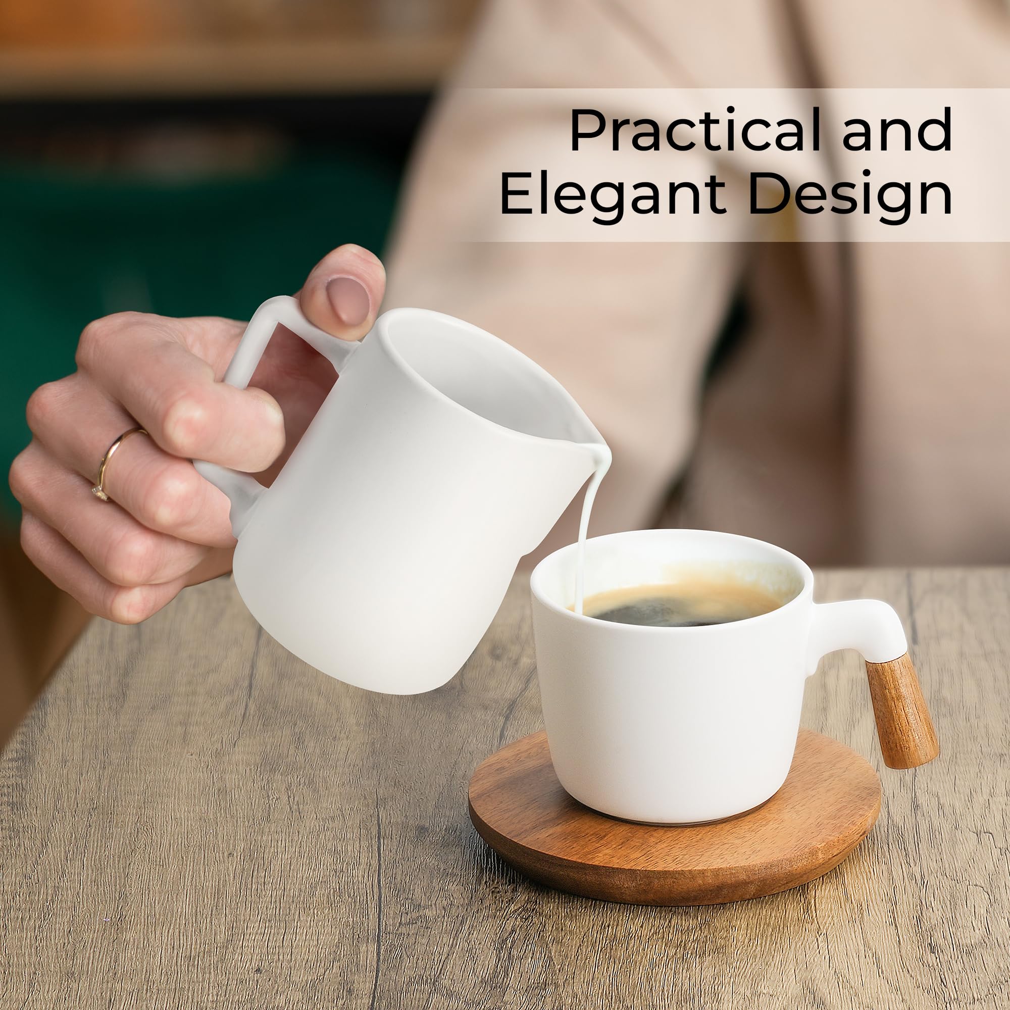 MIAMIO Ceramic Sugar and Creamer Set with Lid & Spoon - Coffee Bar Accessories - Microwave & Dishwasher Safe (White) - Perfect for Coffee Shops, Home Kitchens, and Gift Giving