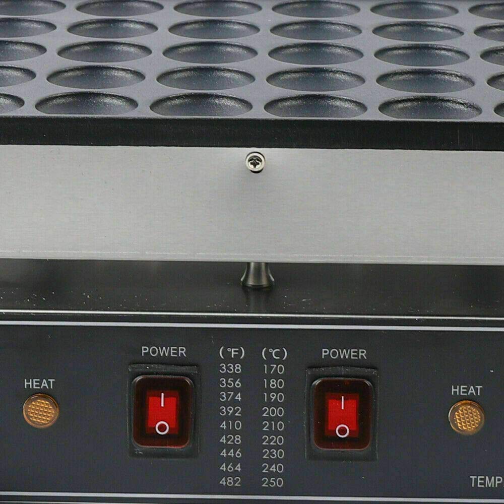 Mini Dutch Pancake & Donut Maker Machine - 50 Slots Commercial Electric Waffle Baker with Nonstick Surface (1.7KW) - Perfect for Home Breakfast, Party Snacks & Cafe Business
