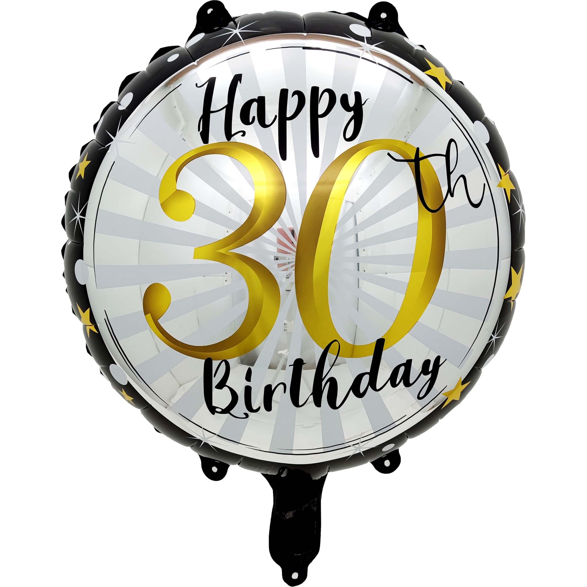 Black & Gold 30th Birthday Foil Balloon - 18 Inch Large Party Decoration for Anniversary, Milestone Celebration & Birthday Party Decorations
