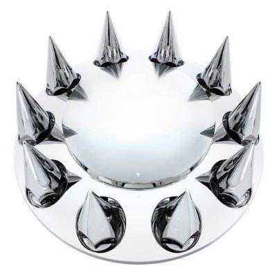 United Pacific 10307 Chrome Dome Axle Cover Kit - 33mm Spike Nut Cover with Installation Tool for Semi Trucks & Trailers - Heavy Duty Wheel Hub Protection for Road Safety & Custom Styling