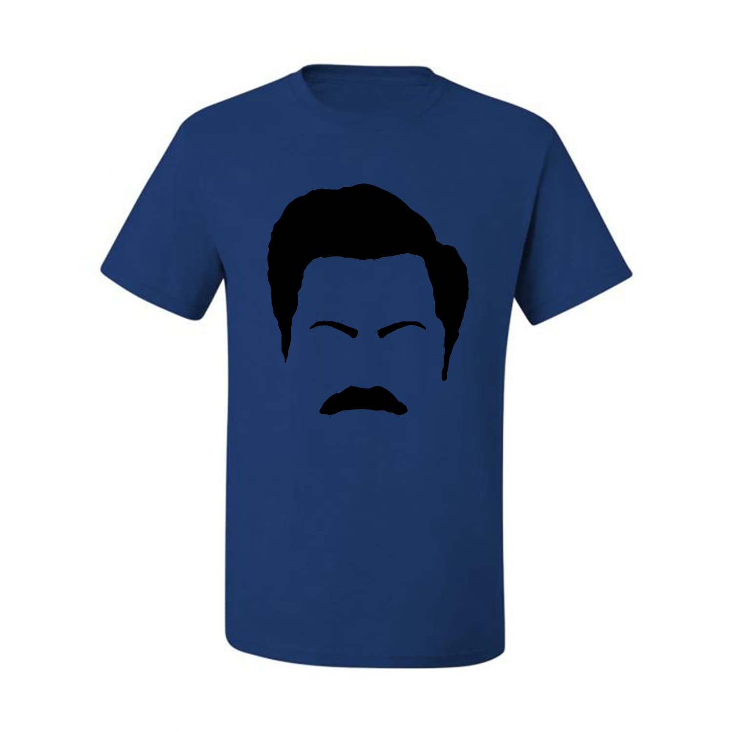 Ron Swanson Mustache Face Silhouette Graphic T-Shirt for Men - Parks and Recreation Pop Culture Fan Merch - Perfect for Casual Wear, TV Show Themed Parties & Gifts