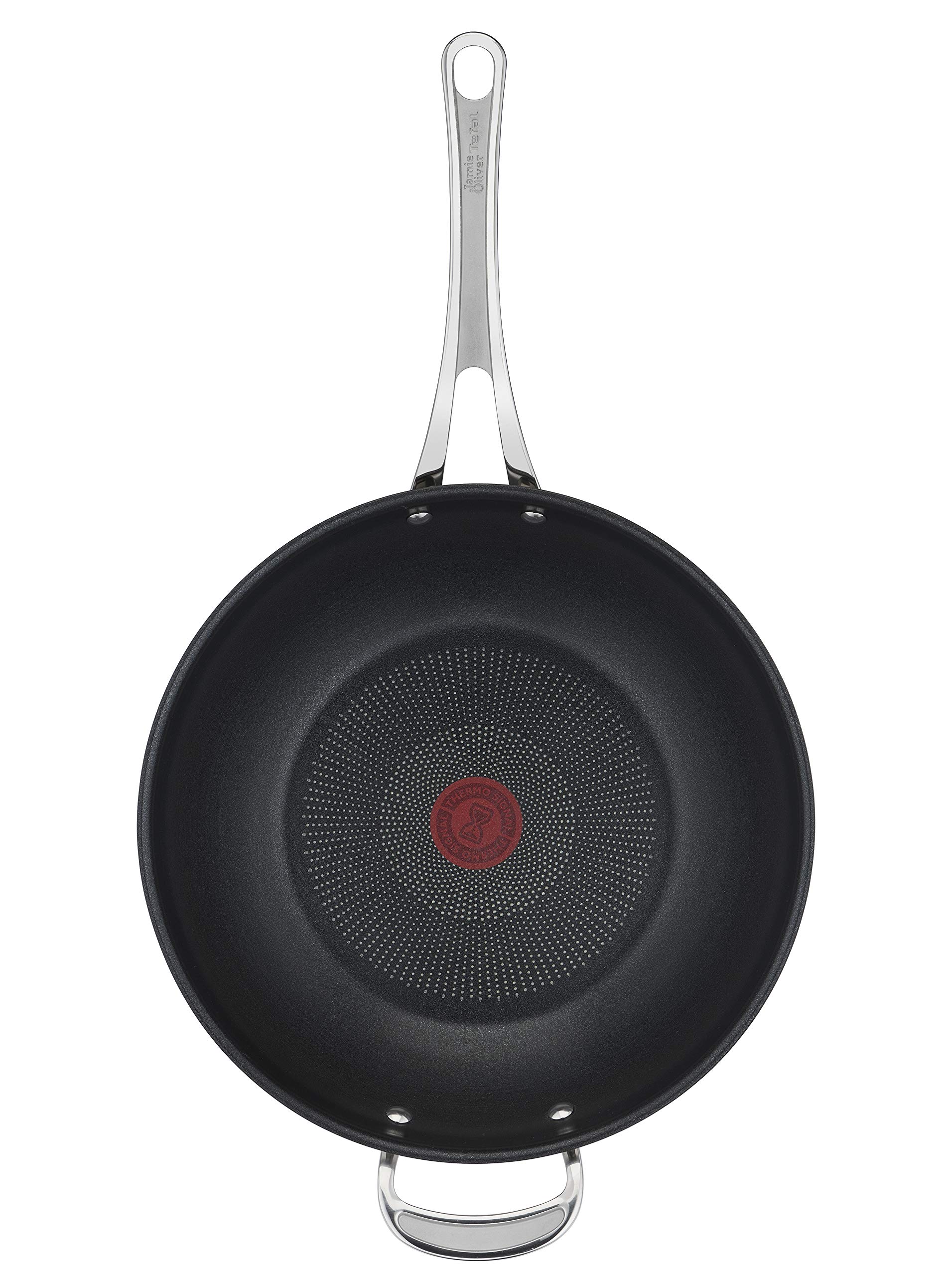 Tefal Jamie Oliver Cook's Classics E3068835 Nonstick Wok Pan - 28cm Induction Compatible, Oven Safe Stainless Steel with Riveted Handle - Perfect for Stir-Fry, Sautéing & Asian Cooking