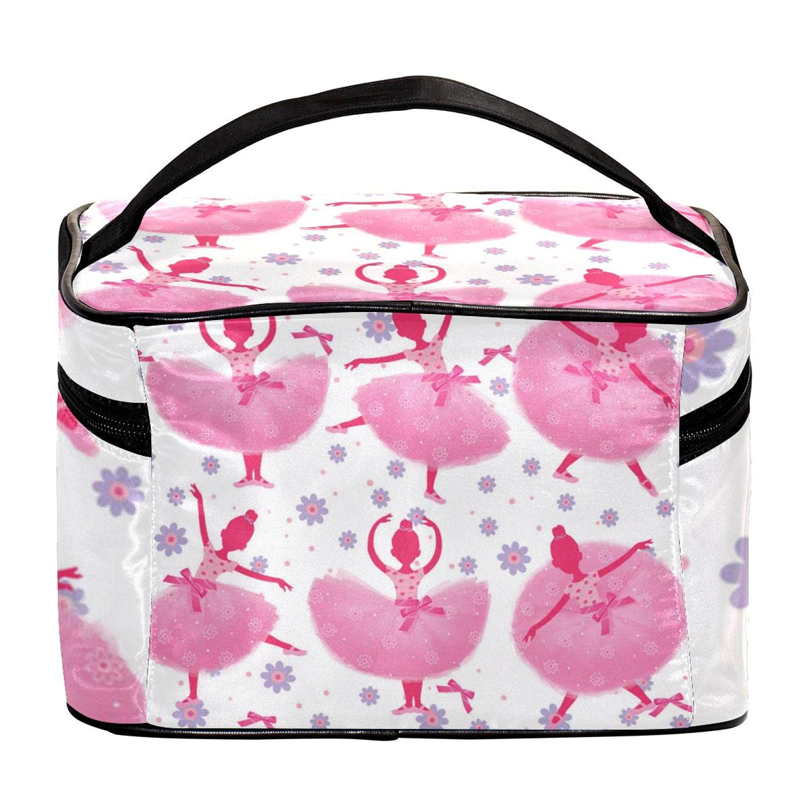 Pink Ballerina Floral Travel Makeup Bag - Large Cosmetic Organizer with Zipper for Women & Girls - Perfect for Travel, Gym, and Daily Essentials Storage