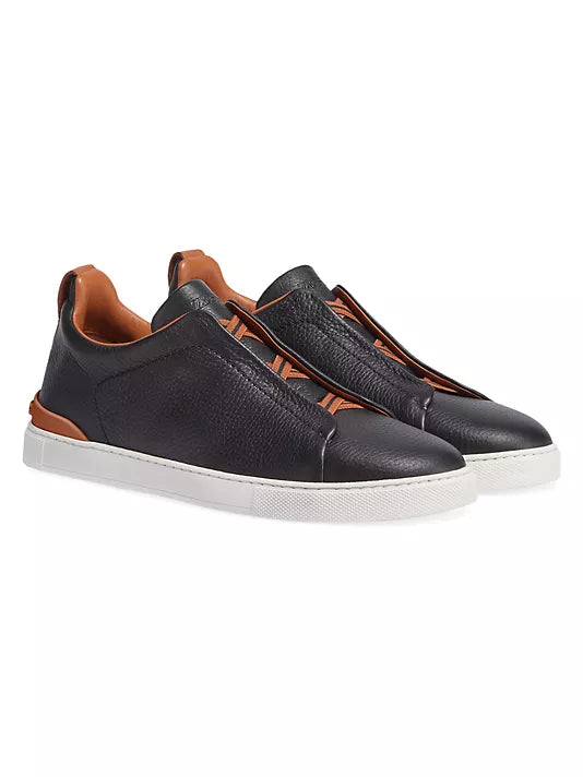 Ermenegildo Zegna Black Vici Leather Triple Stitch Dress Shoes - Premium Italian Luxury for Business & Formal Occasions