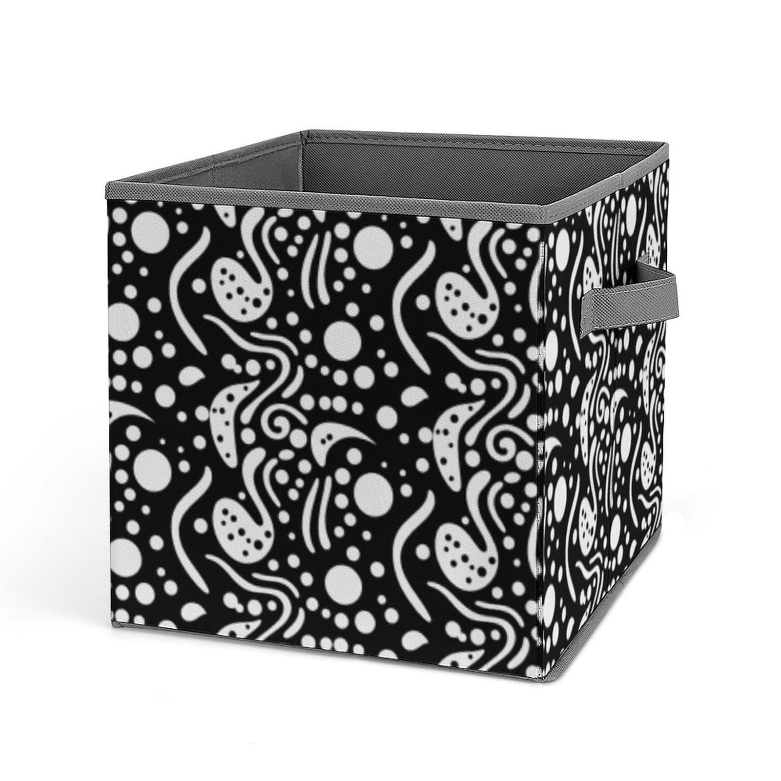 Black and White Pattern Printed Storage Box - Portable Toy & Office Organizer for Home, Kids Room, and Workplace Organization