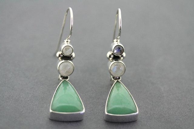 Aventurine & Moonstone Hula Hoop Earrings – Boho Chic Dangle Earrings for Women – Perfect for Festivals, Parties, and Everyday Wear