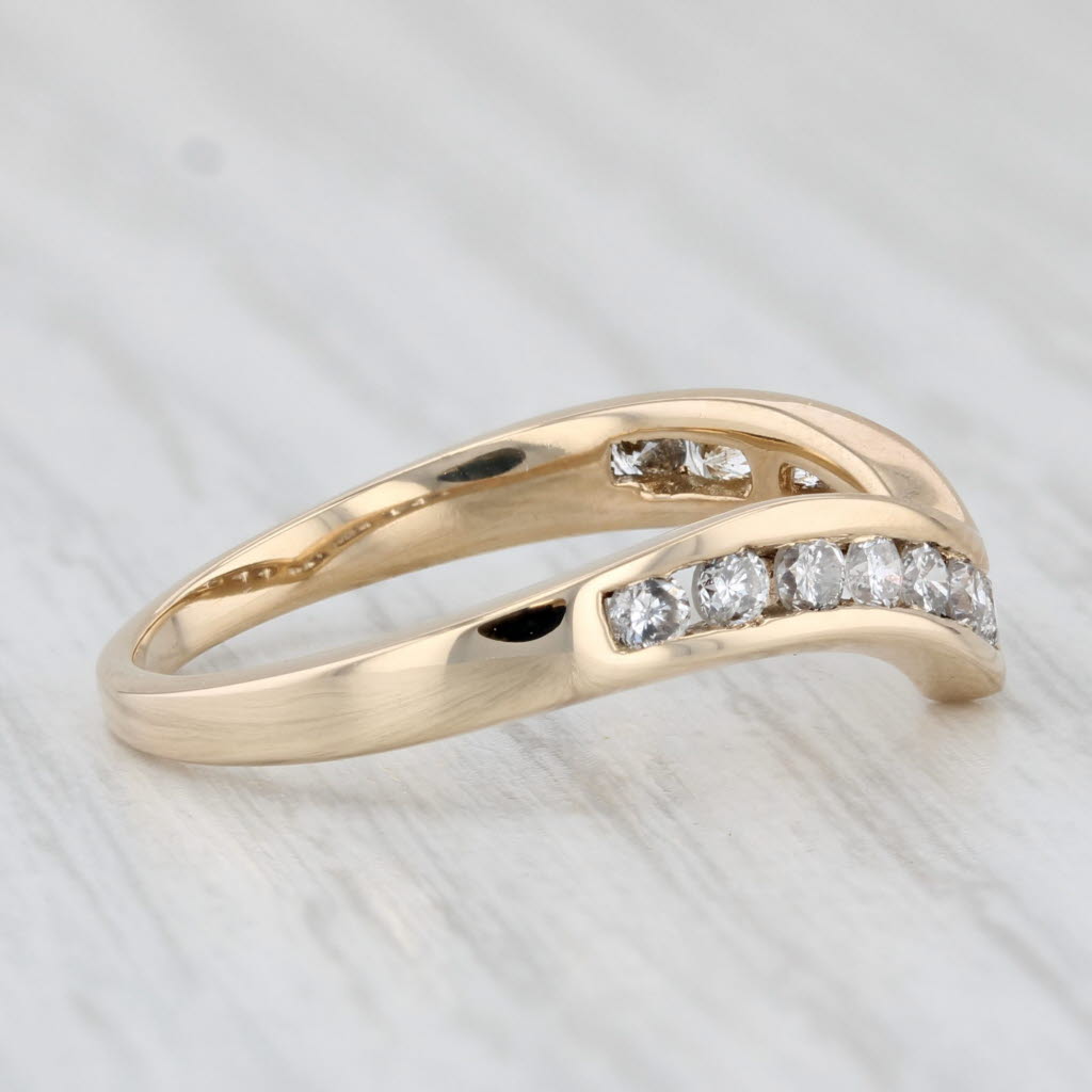 0.40ctw Diamond Contoured V Ring - 14k Yellow Gold Wedding Band Guard for Women - Perfect for Bridal Jewelry, Anniversary Gifts & Special Occasions