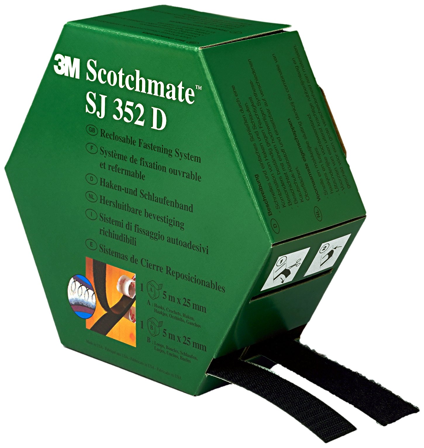 3M SJ352D Scotchmate Tape Measure with 2 Velcro Tapes - 16.4 ft (5m) Black - Perfect for Construction, DIY Projects & Home Improvement