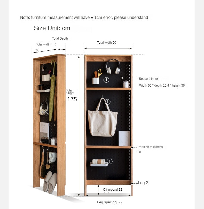 Solid Oak Wood Ultra-Thin DIY Side Cabinet - Perfect for Small Spaces, Bedroom, Living Room & Office Storage
