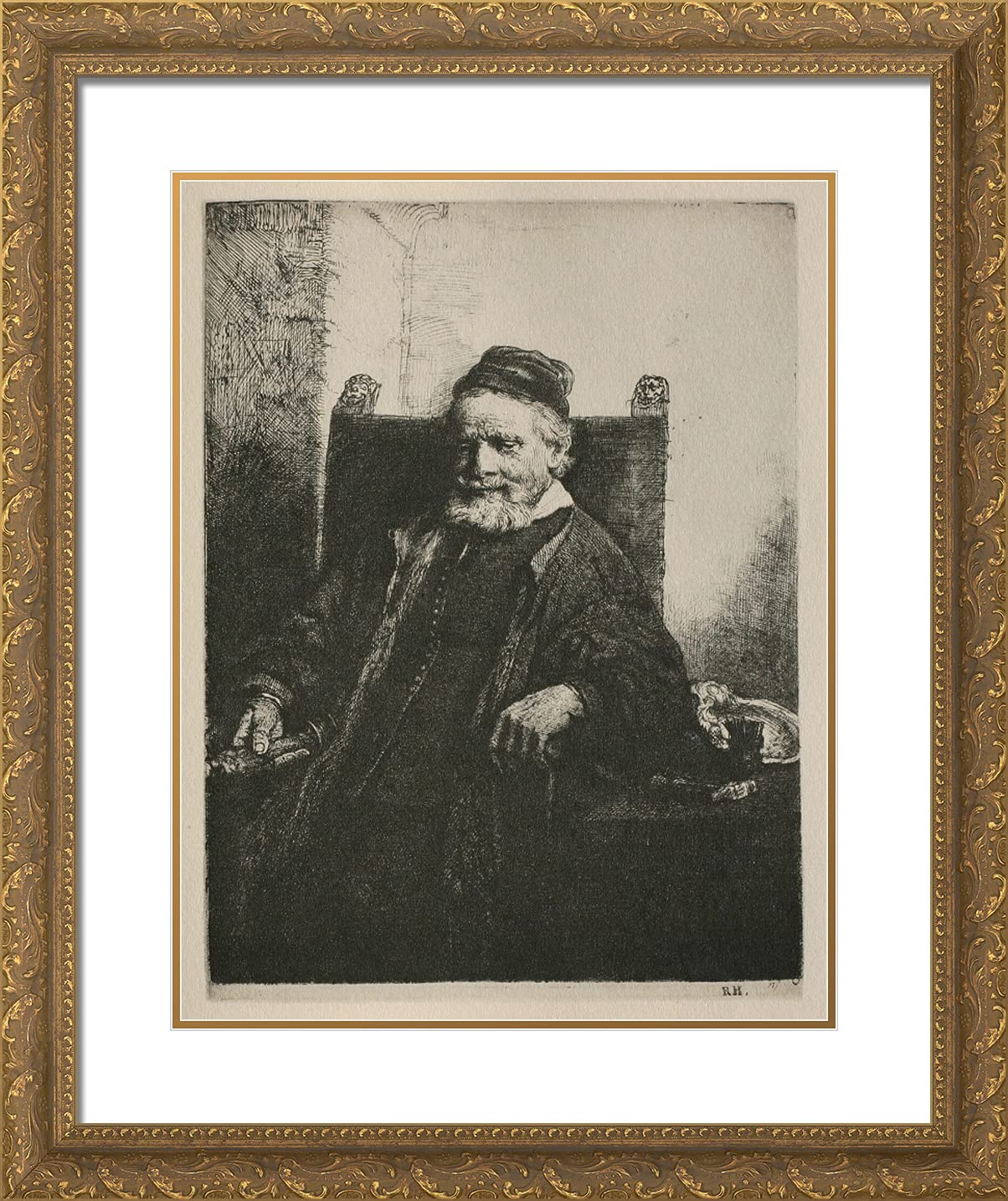 Rembrandt 20x24 Gold Ornate Framed Art Print - Jean Lutma Portrait with Double Matting | Wall Decor for Living Room, Office & Gallery Display