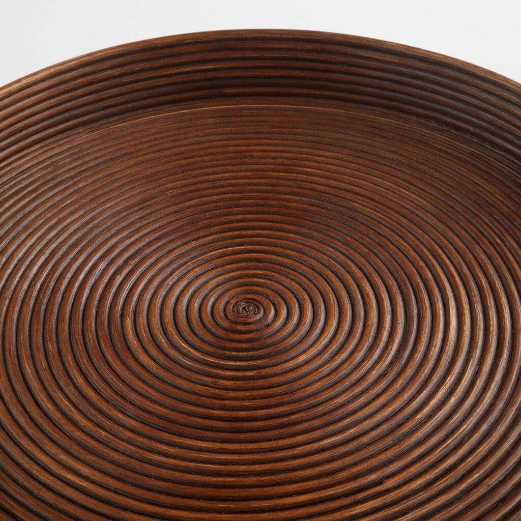 Cyan Design 11717 Papeete Round Tray - Large Brown Rattan Serving Tray for Coffee Table Decor, Dining Table Centerpiece, or Bathroom Organization
