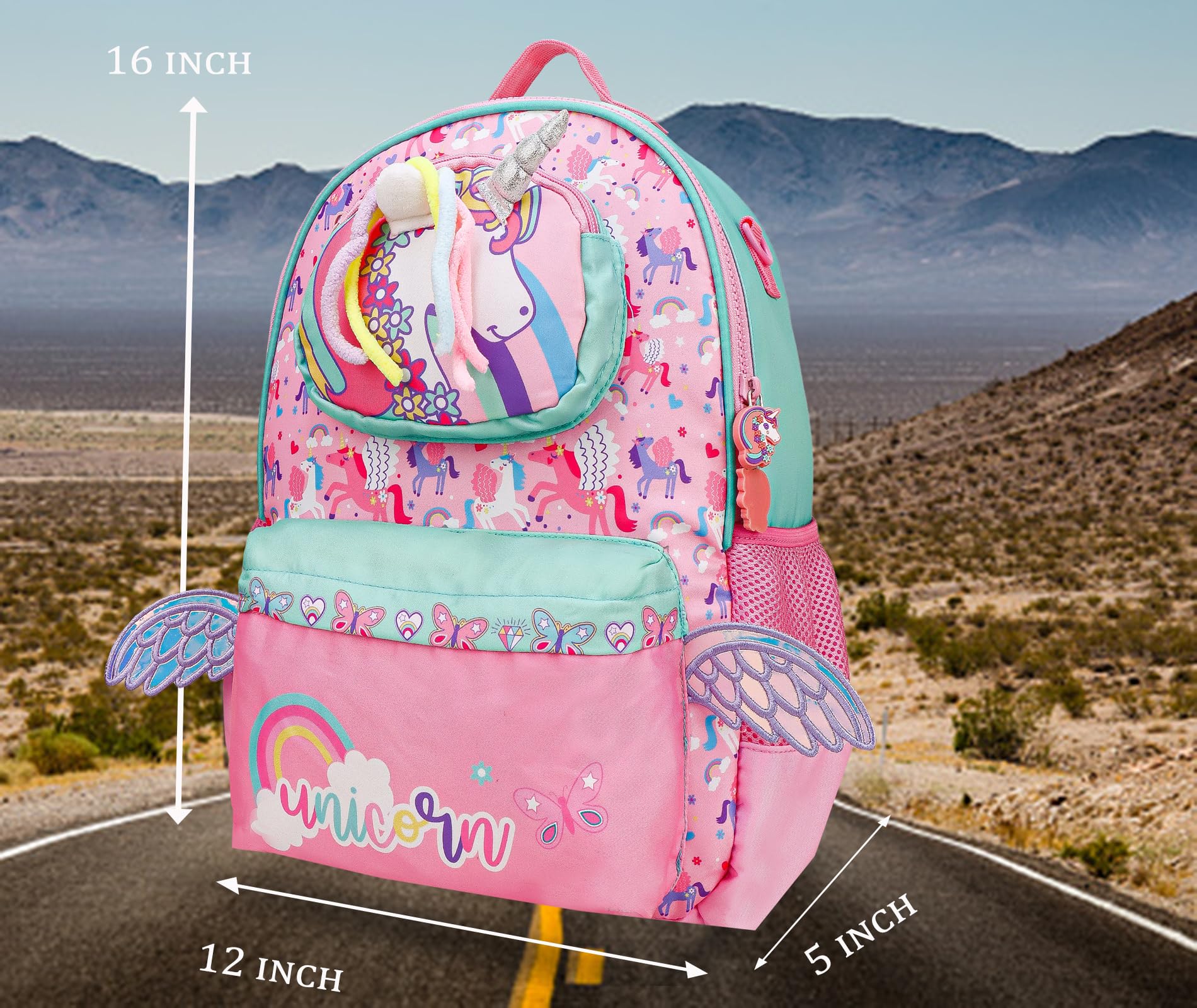 **ADSON Unicorn Wings Lightweight Orthopedic School Backpack for Kids & Toddlers - Spacious Travel Bag, Water-Resistant, Plush Shoulder Bag for Preschool & College - Perfect Gift for Girls (Unicorn Pink) - Ideal for School, Travel & Daily Use**