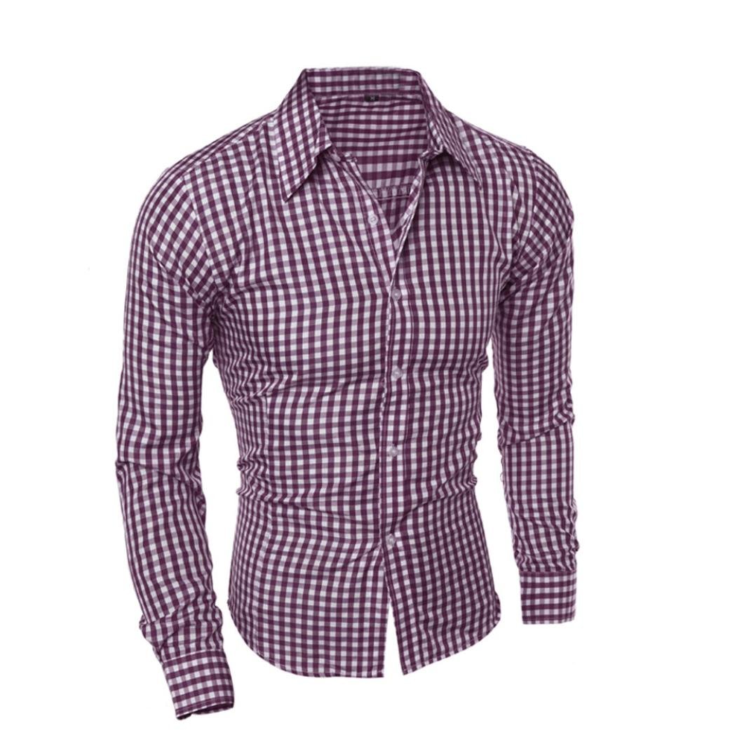ZYooh Premium Men's & Boy's Long Sleeve Dress Shirt - Slim Fit Business Casual Lattice Pattern Button Down Shirt for Office, Wedding & Formal Occasions