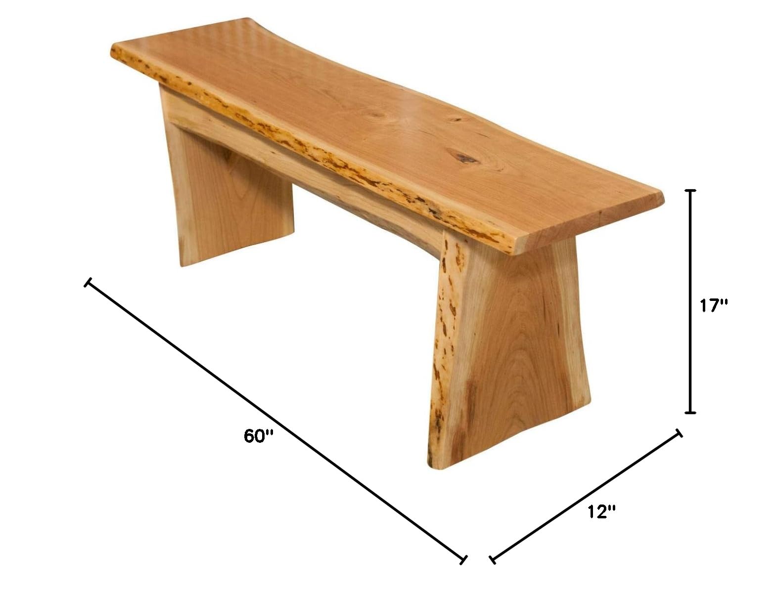 Live Edge Wooden Bench - Solid Cherry Wood Dining Bench - Rustic Home Decor Furniture - Natural Edge Wood Slab Bench (5 Feet Long, Clear Coated) - Perfect for Farmhouse Dining Rooms, Kitchen Islands & Entryway Seating