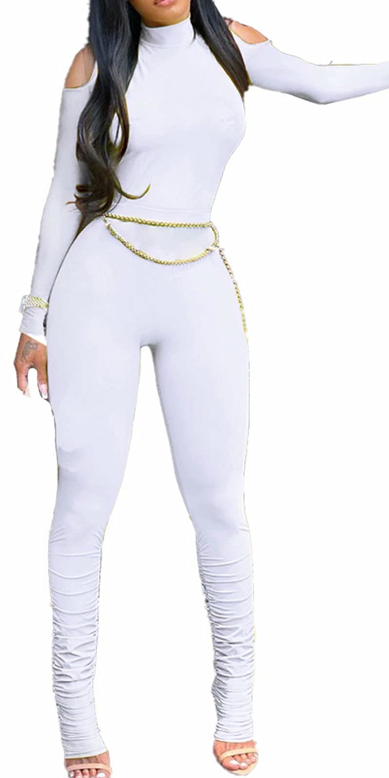 Sexy Mesh Patchwork Jumpsuit for Women - Elegant Long Sleeve Bandage One Piece Party Bodysuit | Clubwear, Night Out, Halloween Costume, Date Night Outfit
