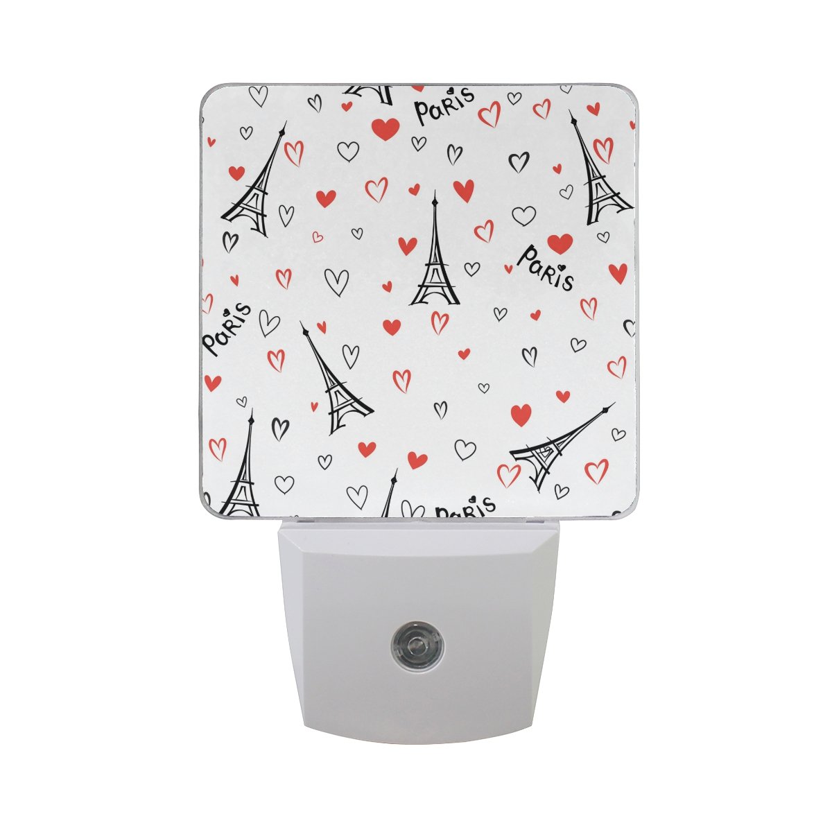 LED Night Light Plug-In with Dusk-to-Dawn Sensor - Heart & Paris Design for Bedroom, Bathroom, Kitchen, Hallway & Stairs - Energy Efficient 0.5W Nightlight (2-Pack) - Perfect for Kids' Rooms, Nurseries & Safe Night Navigation