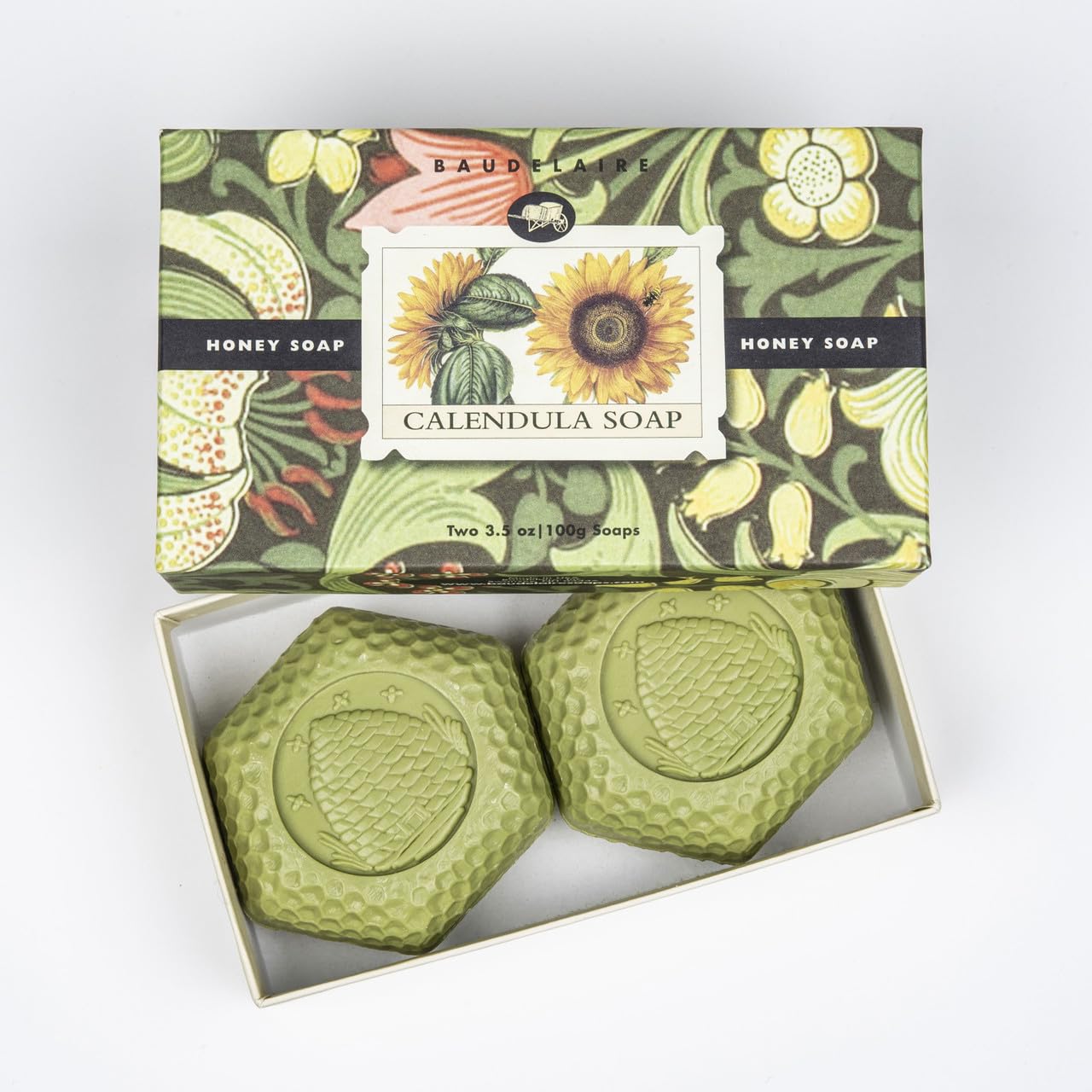 Baudelaire Honey Calendula Soap - 2 Pack (3.5 oz Each) | Natural Skincare for Dry & Sensitive Skin | Perfect for Daily Face & Body Cleansing