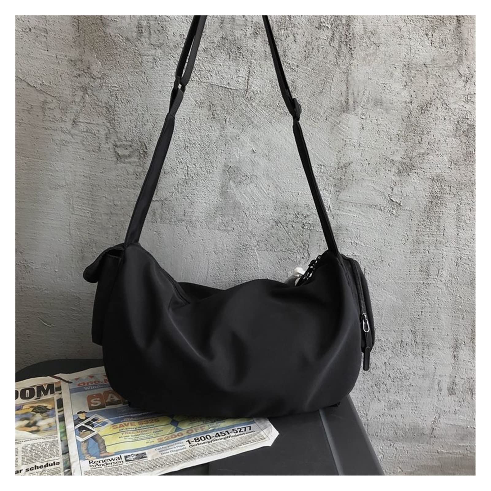BIAOBIAO Women's Large Capacity Nylon Crossbody Bag - Neutral Shoulder Handbag for Everyday Use, Travel & Work (Black)