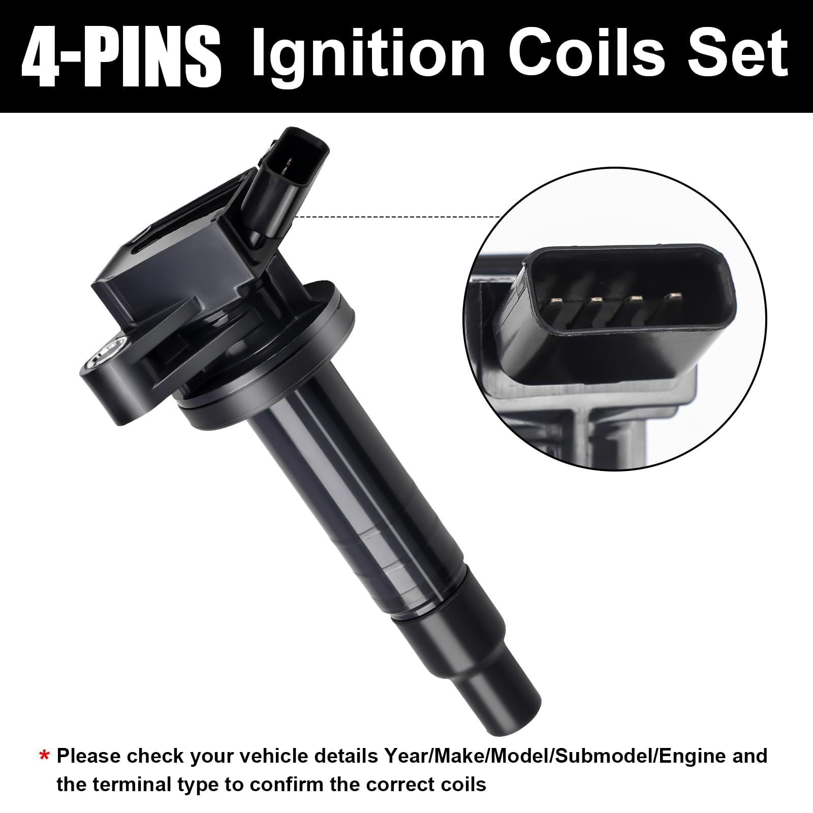 4-Piece Ignition Coil & Spark Plug Set Compatible with Toyota Corolla, Matrix, Pontiac Vibe 2000-2008 1.8L L4 - Direct Replacement for UF315, UF247 - Perfect for Engine Tune-Ups & Performance Upgrades