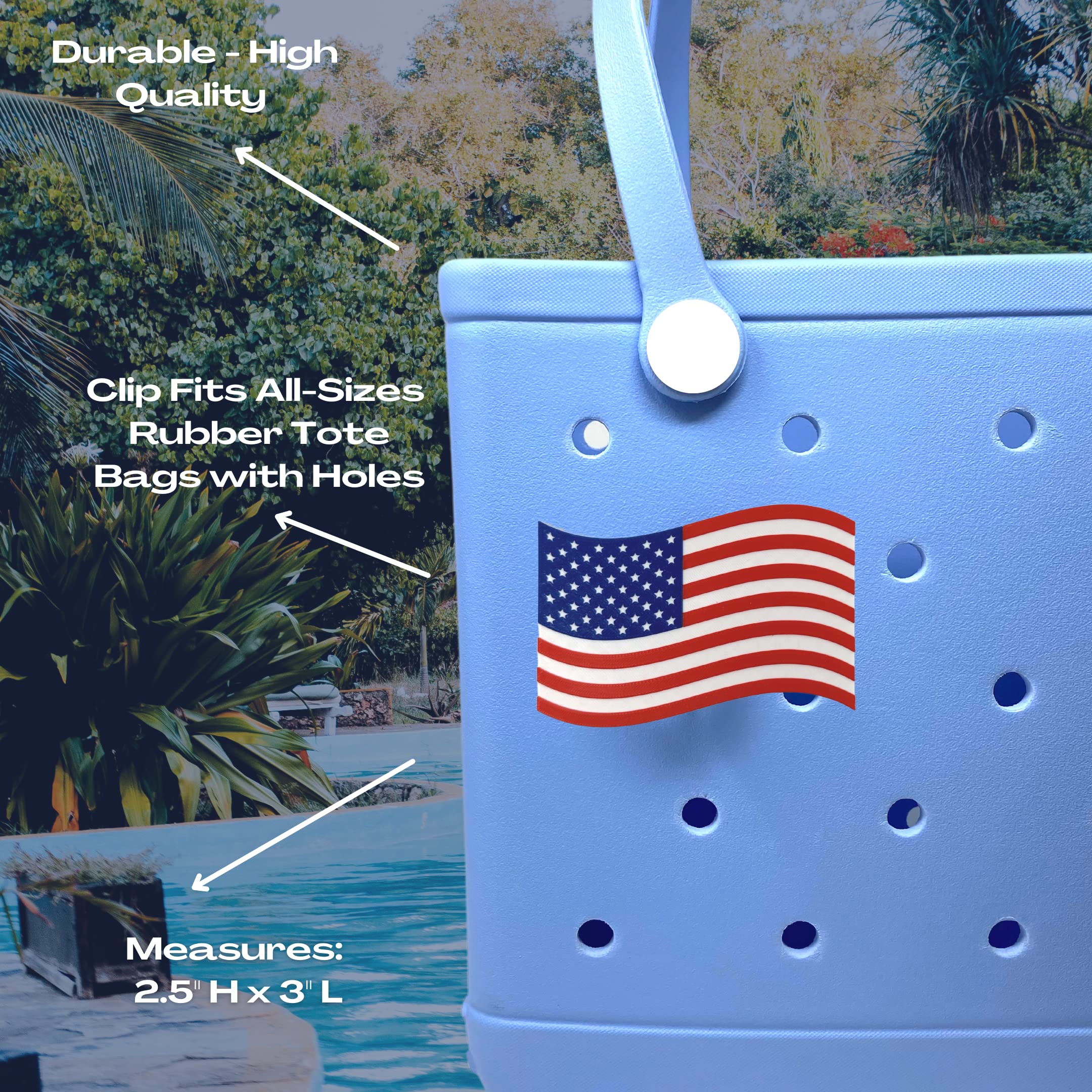 Patriotic USA Flag Charms - Decorative Bag Charms for Bogg Bags, Simply Southern & More - Show Your American Pride | Perfect for Tote Bags, Keychains & Backpacks