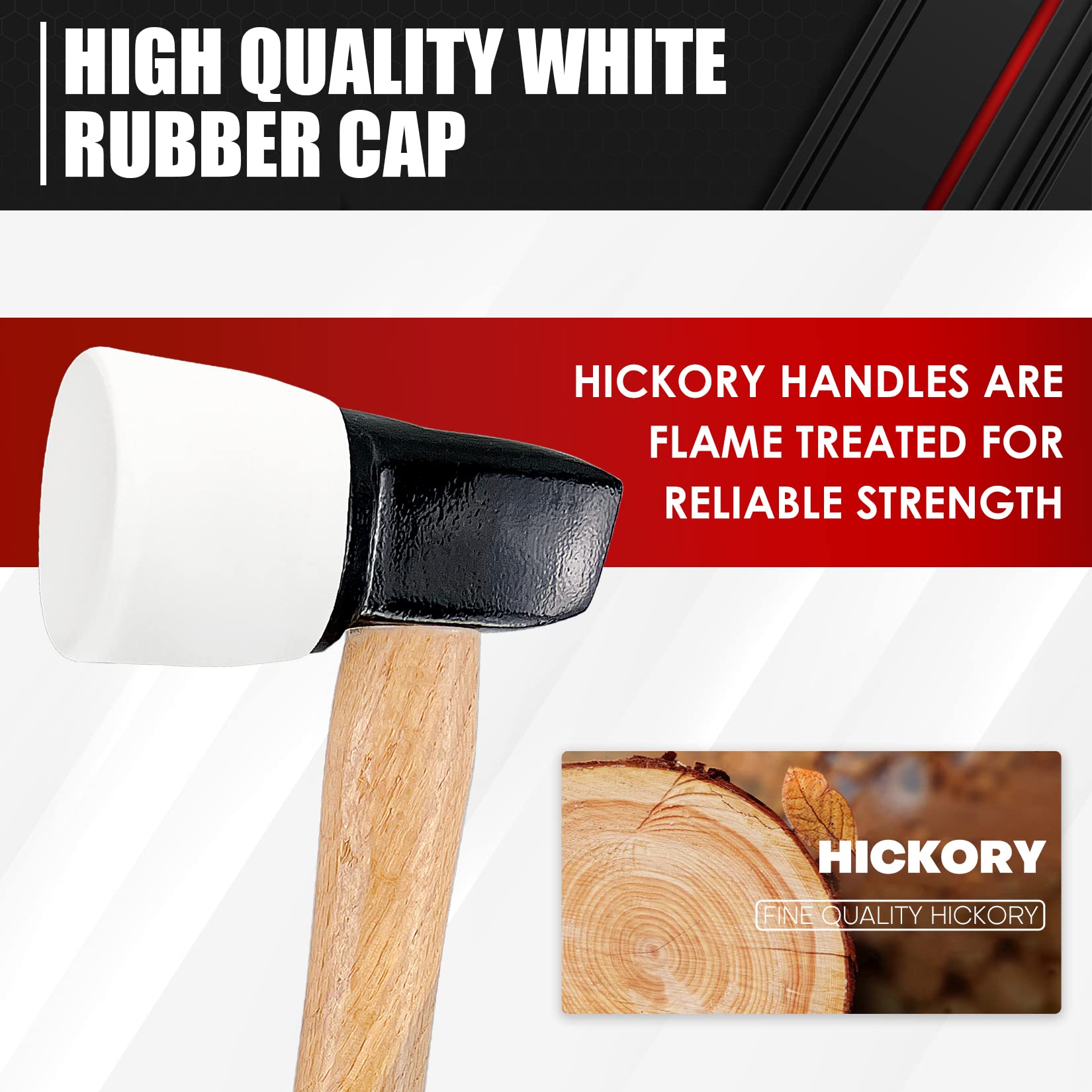 Non-Marring White Rubber Flooring Mallet with Replaceable Head & Wood Handle - Perfect for Flooring Installation, Woodworking, and DIY Projects