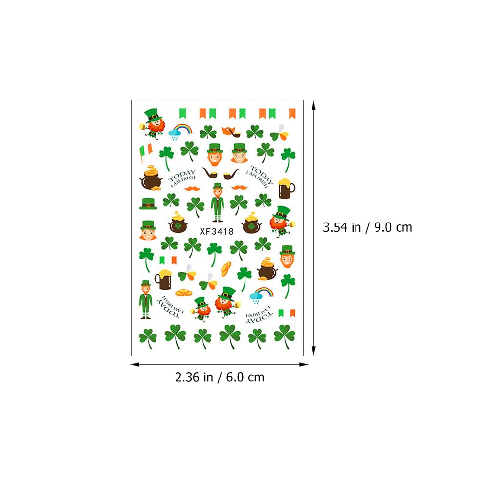 Uonlytech 10 Sheets St. Patrick's Day Nail Stickers - Green Nail Art Decals, Self-Adhesive Nail Tips for Manicure, Women & Kids (Perfect for DIY Nail Art, Parties & Festive Celebrations)