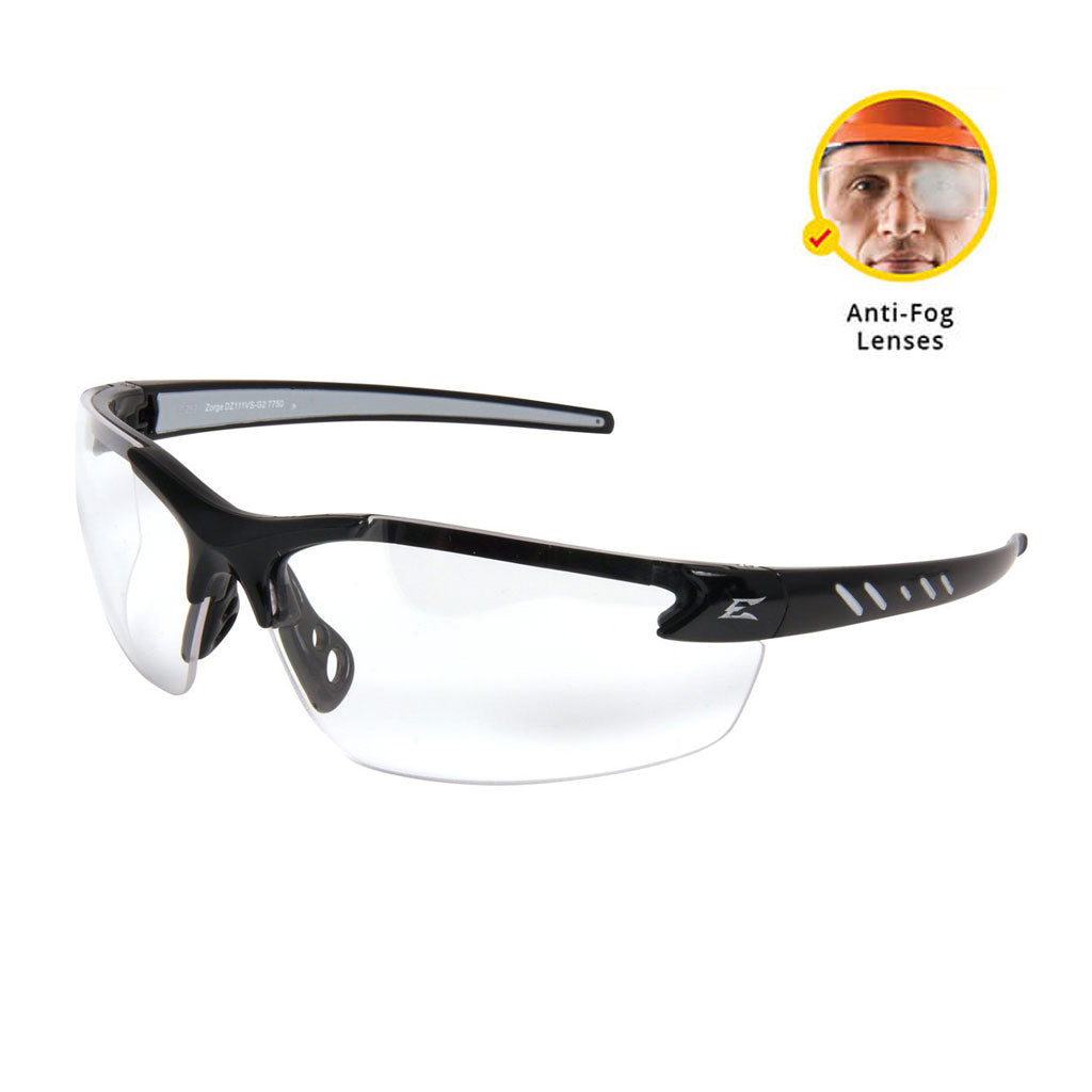 Edge DZ411VS G2 Zorge G2 Vapor Shield Safety Glasses - Anti-Fog Clear Lens Protective Eyewear for Woodworking, Construction & Industrial Work