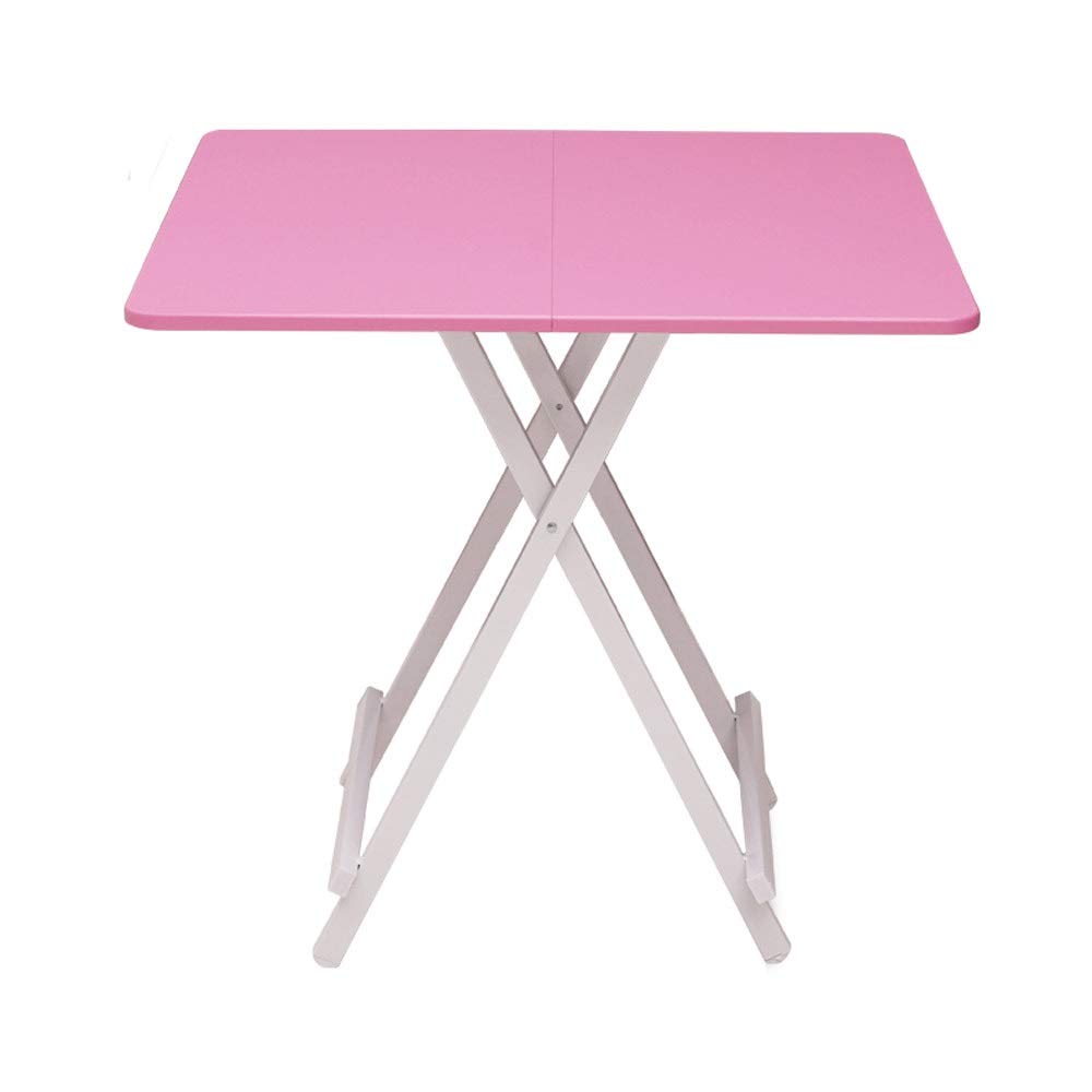 Portable Folding Camping Table - 60x60x55cm Lightweight Plastic Outdoor Picnic Table with Black Bracket, Perfect for Backyard BBQ, Beach Parties, Camping Trips and Tailgating (Pink)