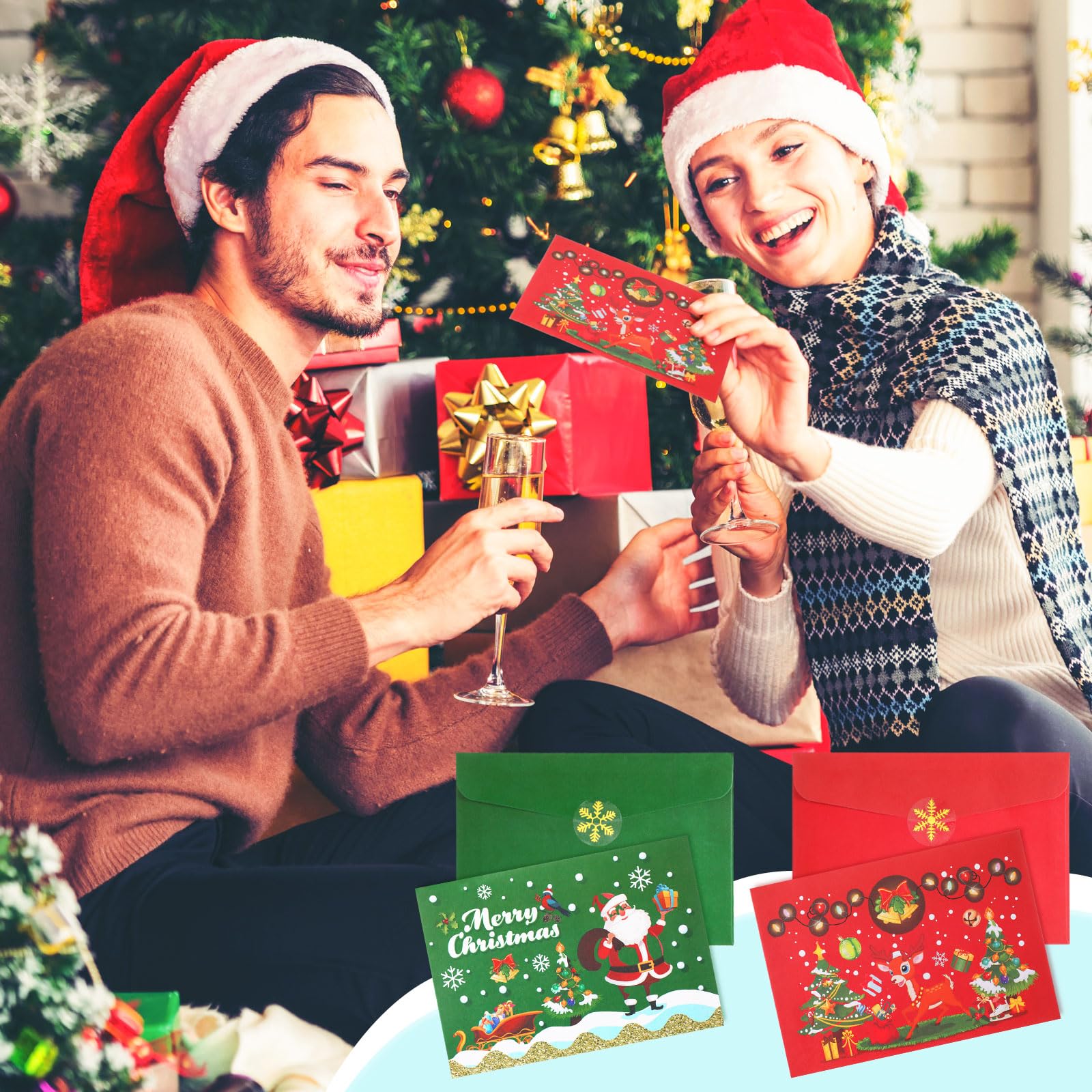 30-Piece Christmas Envelopes Set - Red & Green Mini Holiday Envelopes with Snowflake Stickers for Xmas Cards, Party Favors, Invitations, Business Notes - Perfect for Holiday Greetings, Gift Cards & Office Correspondence