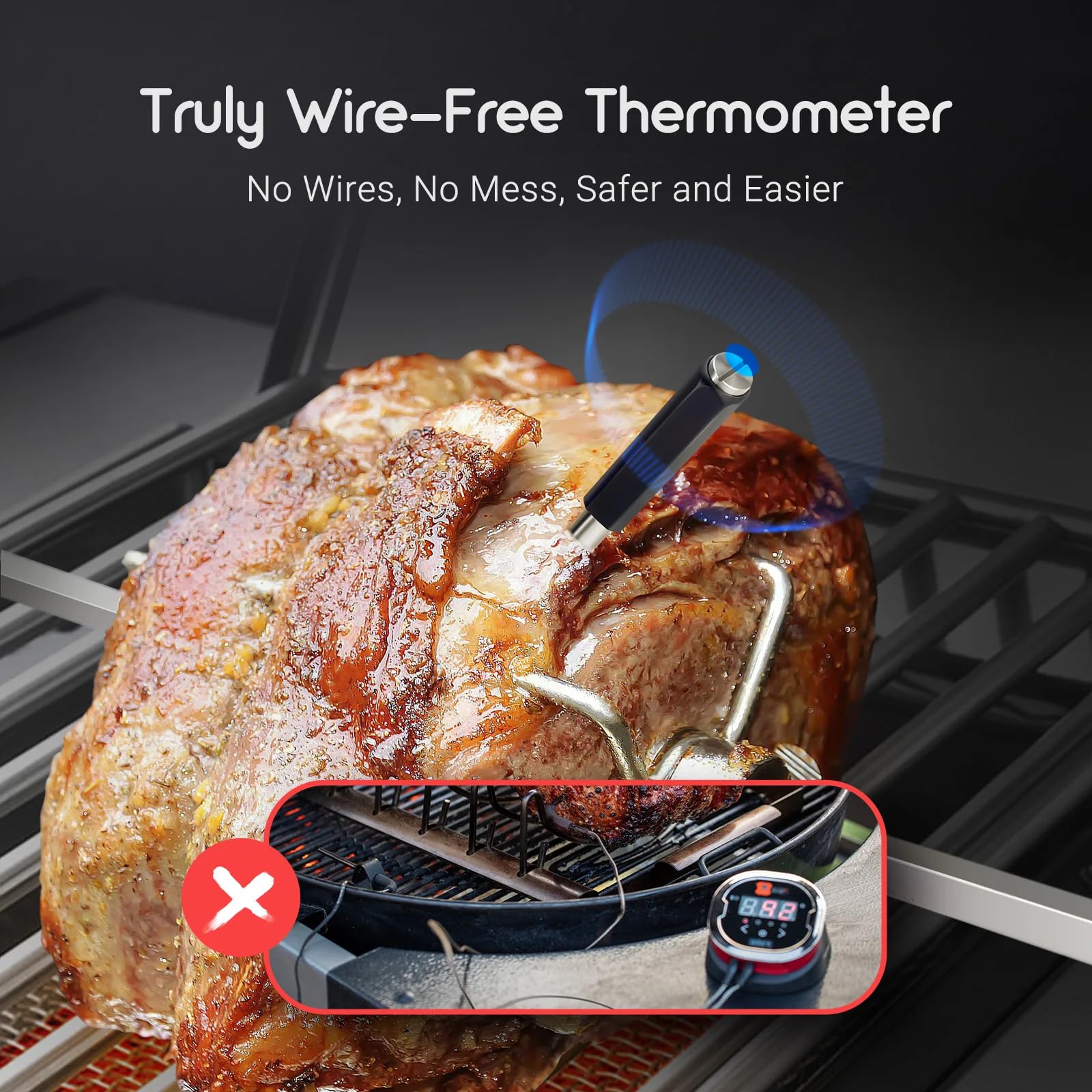 Best Wireless Meat Thermometer for Grilling & Smoking - Digital BBQ Food Temperature Probe with Long Range & Smart Alerts - Perfect for Steak, Chicken, Turkey & More