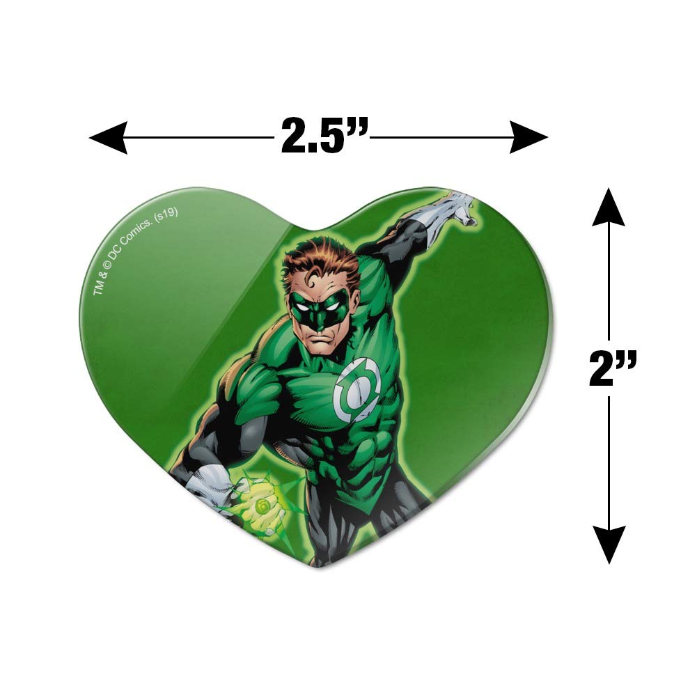 Green Lantern Heart-Shaped Acrylic Refrigerator Magnet - DC Comics Superhero Collectible for Fridge, Office & Home Decor