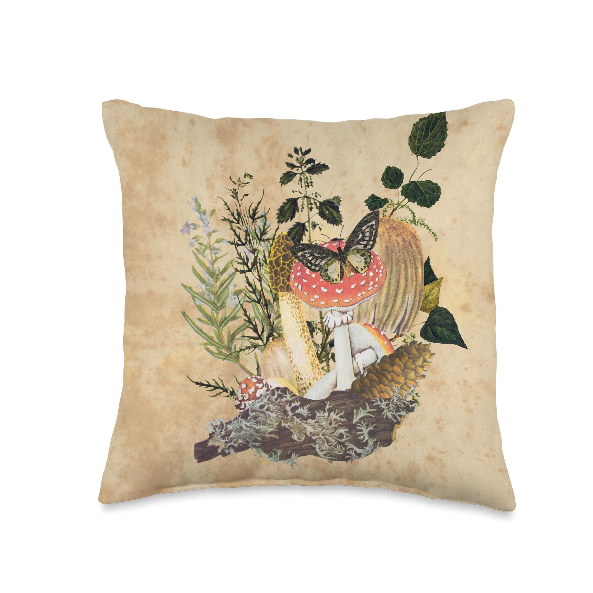Cottagecore Mushroom Throw Pillow - Naturecore Decor for Home