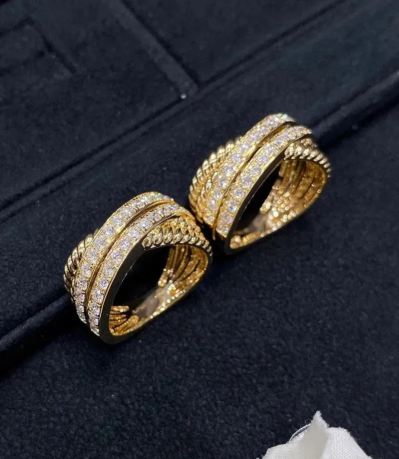 18K Yellow Gold Cross Diamond Engagement Ring for Women - Luxury Wedding Jewelry with Natural Diamonds - Perfect for Proposals, Anniversaries & Special Occasions