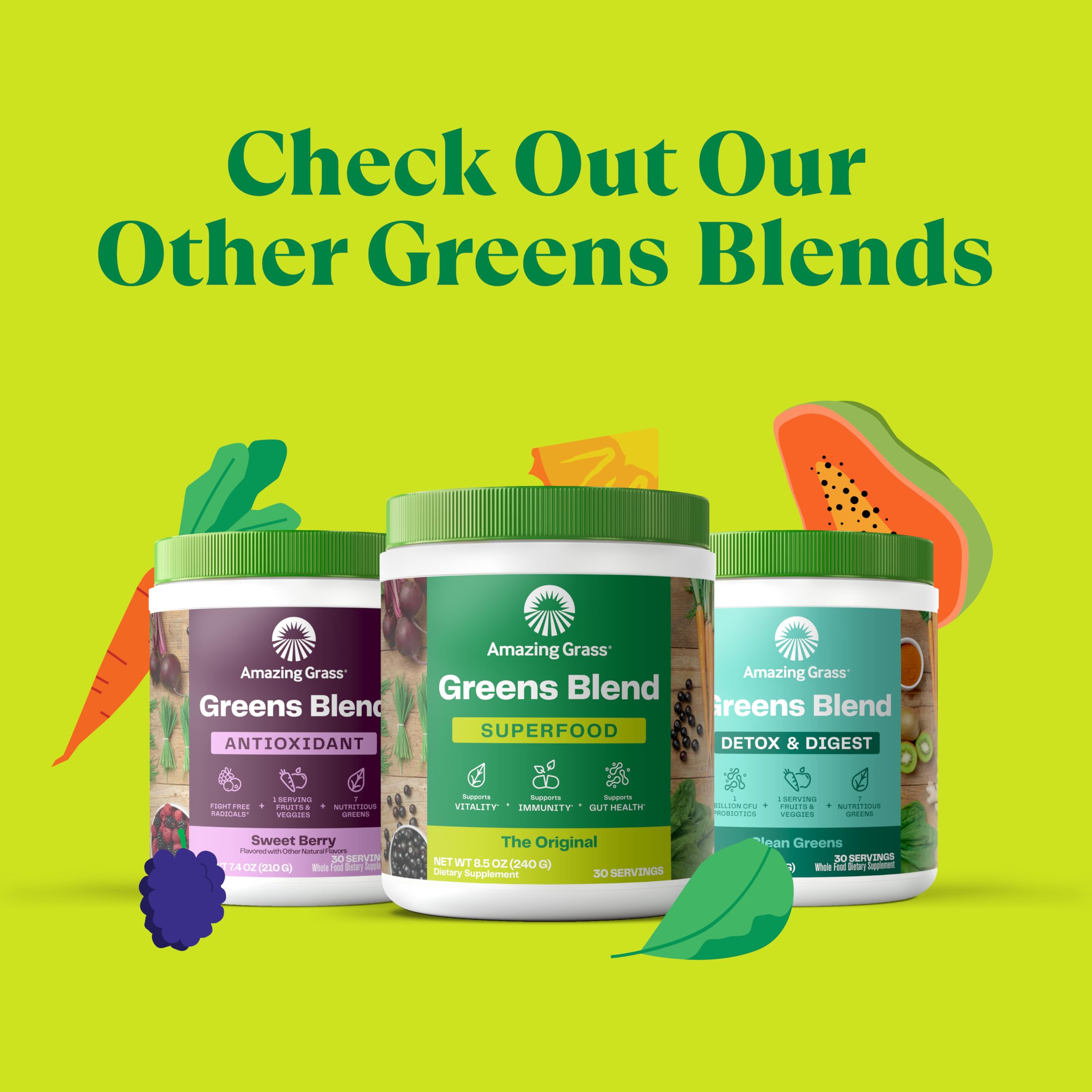 Amazing Grass Greens Superfood Powder - Organic Spirulina, Chlorella & Beet Root Powder with Digestive Enzymes & Probiotics (100 Servings) | Boost Energy, Detox & Digestion for Active Lifestyles