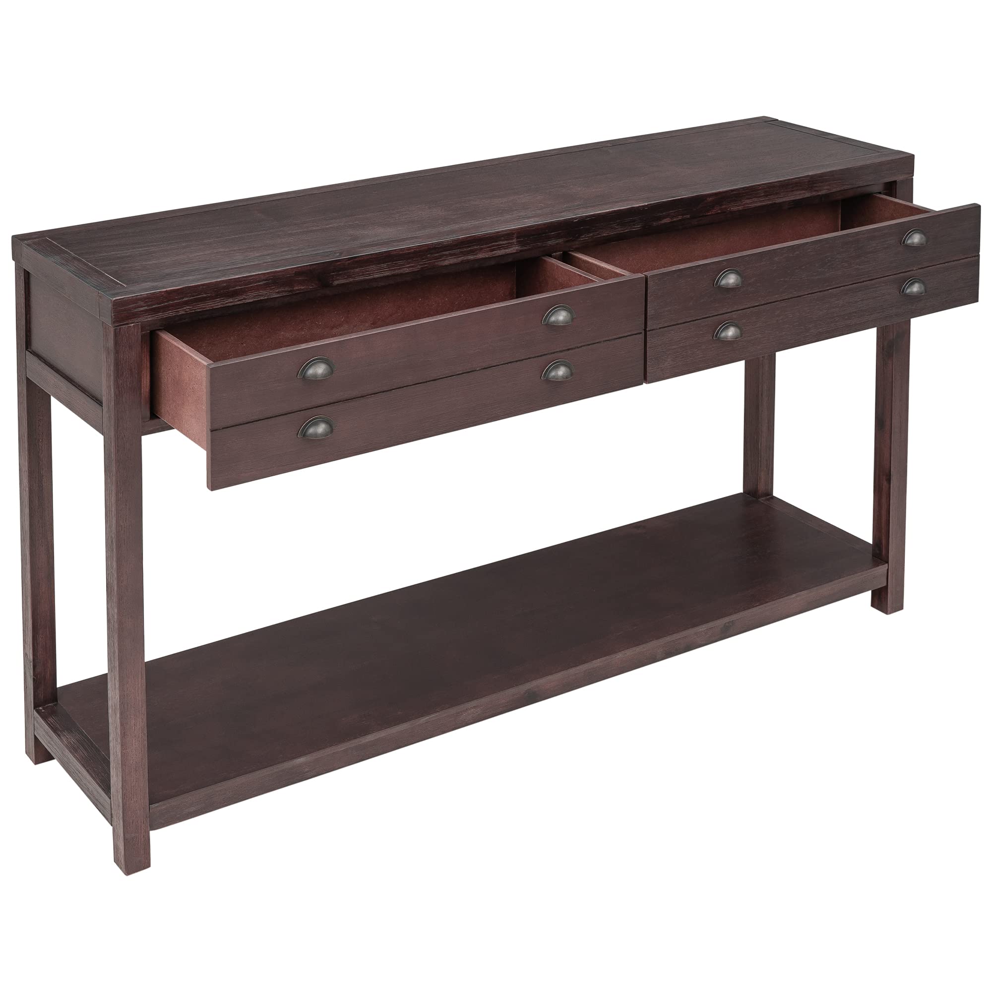 Solid Wood Console Table with 2 Large Storage Drawers, Rustic Entryway Sofa Table with Open Shelf - Modern TV Stand for Living Room, Bedroom, Hallway (Espresso, Large Size) | Perfect for Small Space Organization & Home Decor