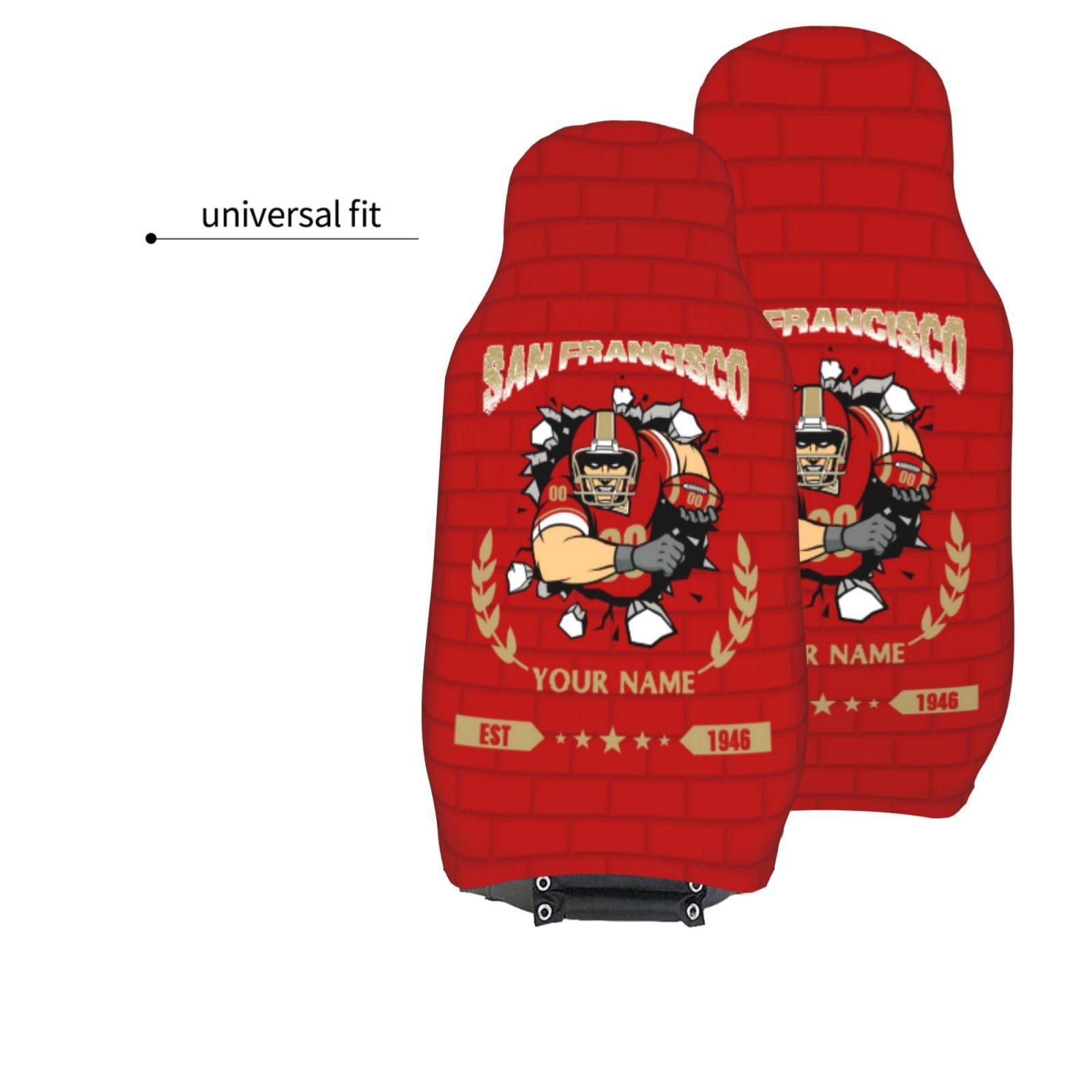 Custom San Francisco Car Seat Covers - Personalized 1PC & 2PC Auto Seat Protectors with Name & Number | Universal Fit for Most Cars, Trucks & SUVs | Perfect Football Fan Gifts for Men & Women | Great for Game Day, Road Trips & Daily Commutes