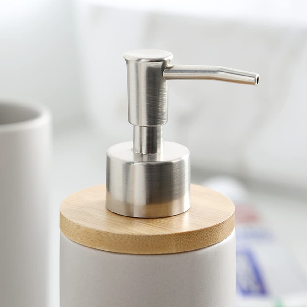 14 oz Ceramic Soap Dispenser Pump - Refillable Liquid Soap Bottle for Kitchen, Bathroom & Sink - Perfect for Hand Soap, Dish Soap & Shampoo - Elegant Countertop Decor for Home & Office