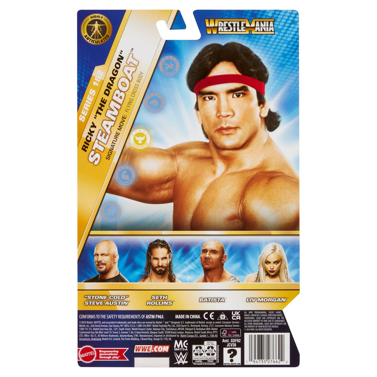 Ricky The Dragon Steamboat WWE Elite Action Figure - Mattel Main Event Series 152 | Collectible Wrestling Toy for Display & Play