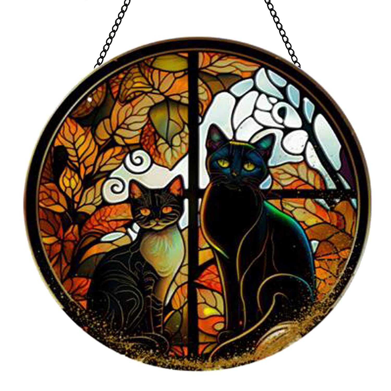 MATIHAY Black Cat Acrylic Window Hanging - Cute Cat Wall Decor for Cat Lovers, Halloween Fall Christmas Home Decor, Perfect for Living Room, Bedroom, or Cafe (Set of 2)