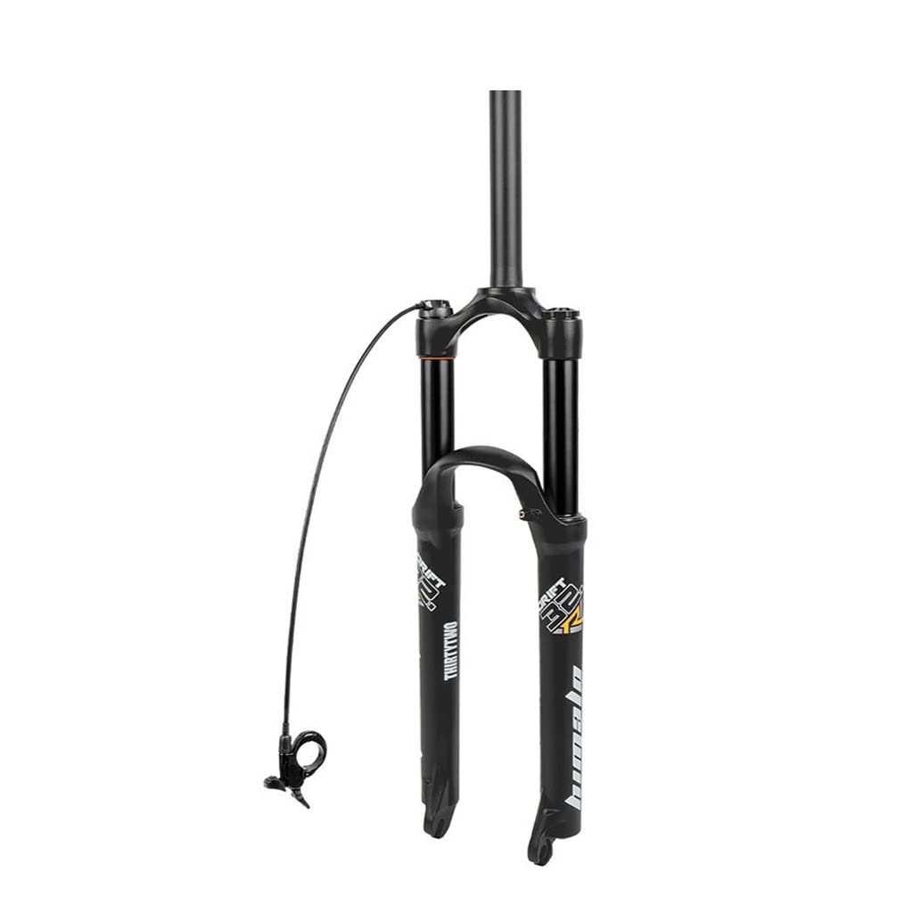 Jejy Ultralight Magnesium Alloy Mountain Bike Suspension Fork - 26/27.5/29 Inch, Disc Brake Compatible, Remote Lockout for Trail & Downhill Riding (Straight Black, 29