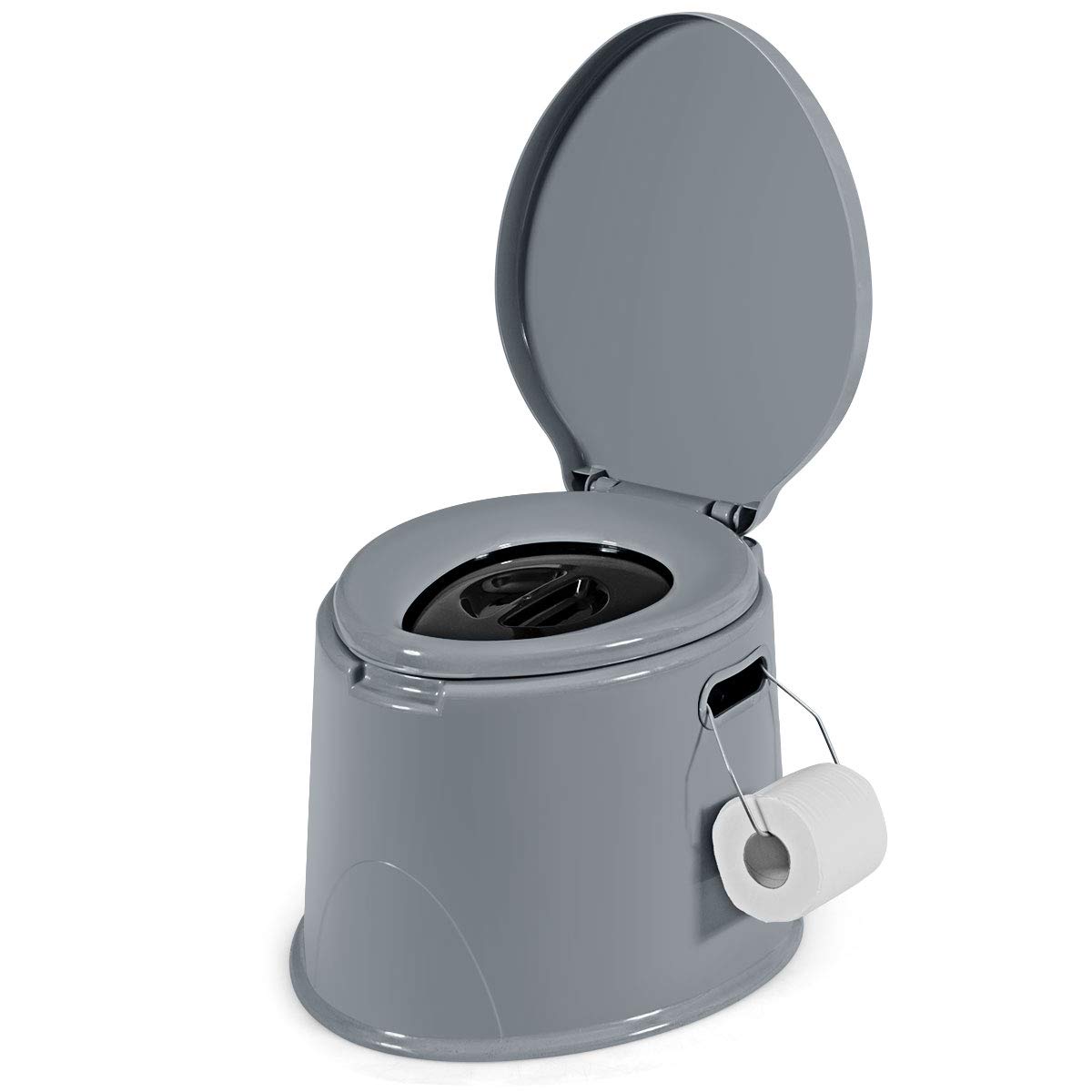 Portable Travel Toilet with Detachable Inner Bucket & Toilet Paper Holder - Lightweight Outdoor Camping Toilet for RV, Boating, Hiking & Emergency Use - Compact Indoor/Outdoor Commode (Gray) - Perfect for Camping Trips, Road Trips, Boating Adventures & Emergency Preparedness