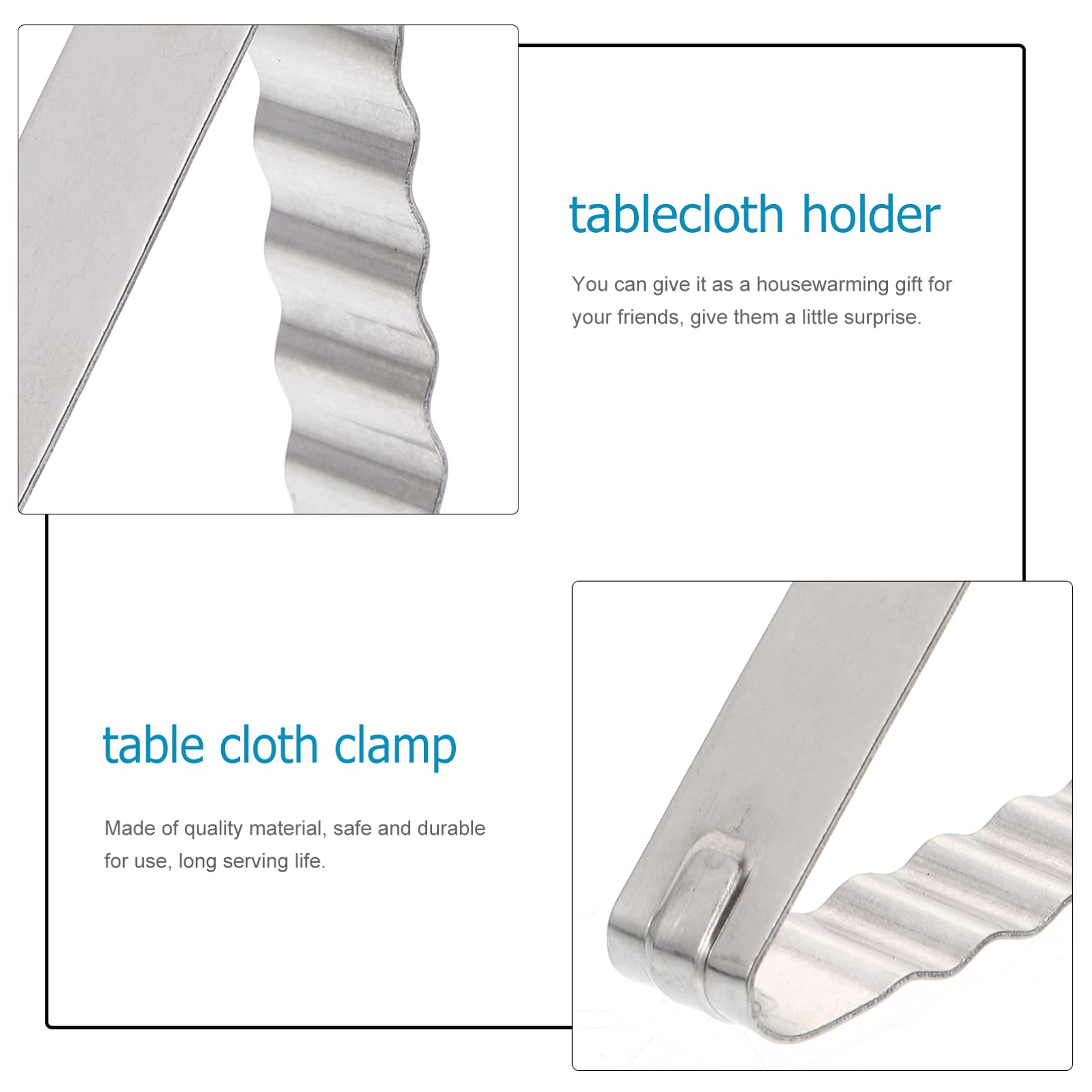 24 Pack Stainless Steel Wave Tablecloth Clips - Adjustable Outdoor Picnic Table Clamps for Indoor/Outdoor Use - Secure Table Linens for Parties, BBQs, Weddings & Dining Events
