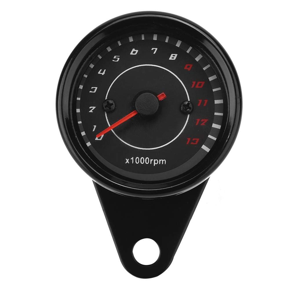 Acouto Motorcycle Tachometer Gauge - Black Aluminum Speedometer for Bike Racing & Cruising