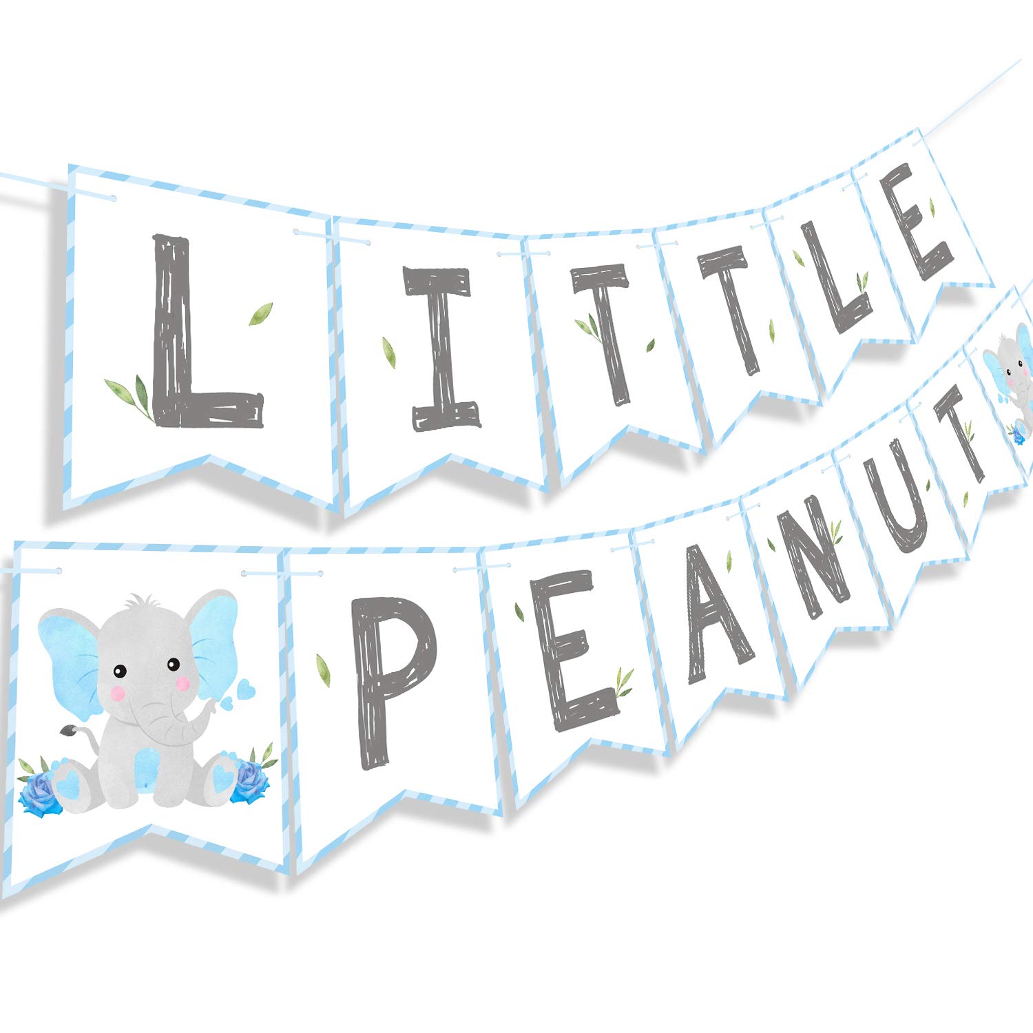 Blue Little Peanut Banner with Elephant Design - Baby Shower Decorations for Boys, Nursery Welcome Sign, Elephant Theme Party Supplies | Perfect for Baby Showers, Gender Reveals & Nursery Decor