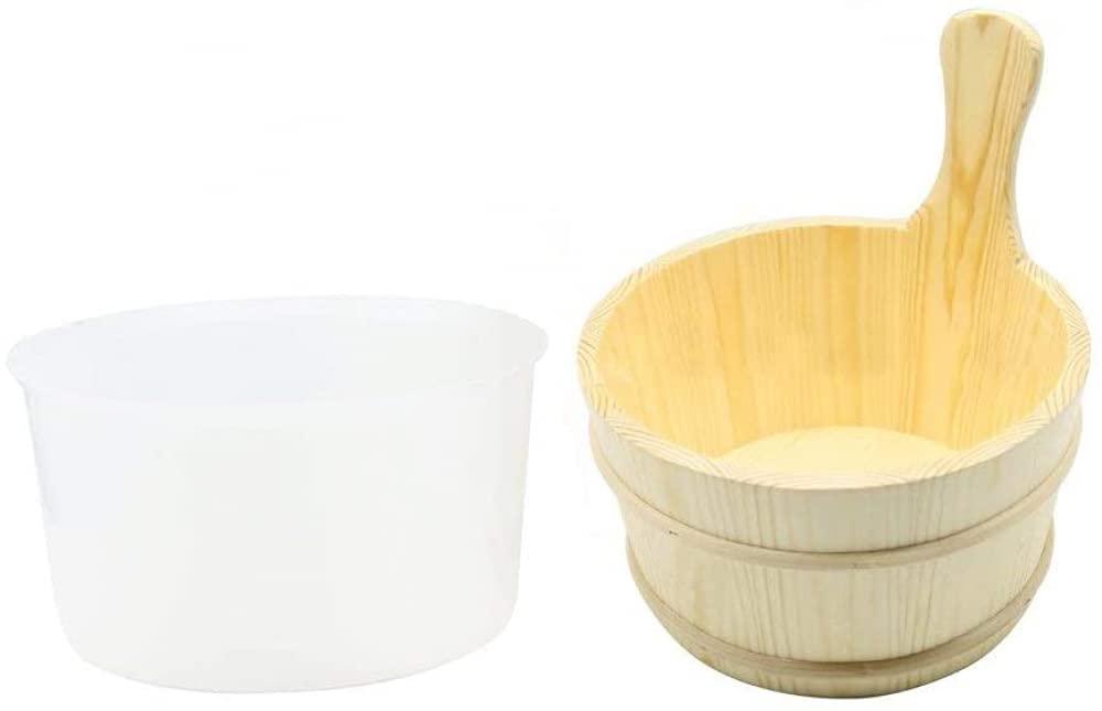 Handmade Wooden Sauna Bucket and Ladle Set with Liner - Premium Steam Room & Bath Accessories for Relaxation, Spa Day, and Home Sauna Therapy