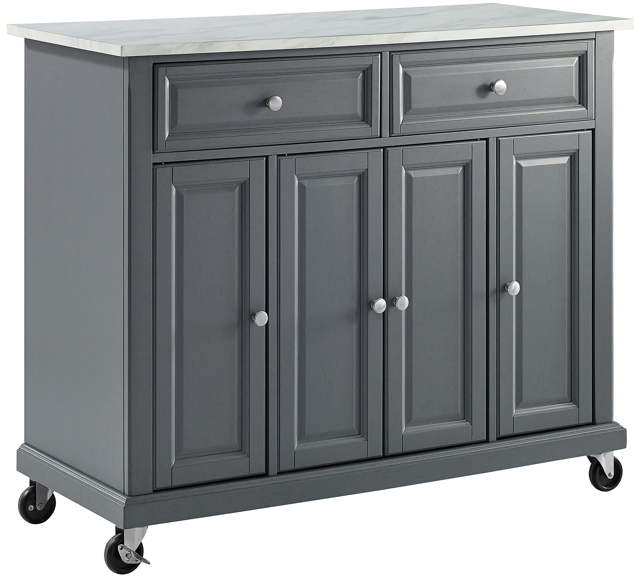 Crosley Avery Rolling Storage Cart - Kitchen Island with Shelves, Microwave Stand & Coffee Bar Organizer - Gray - Perfect for Small Spaces, Apartment Living & Mobile Kitchen Storage