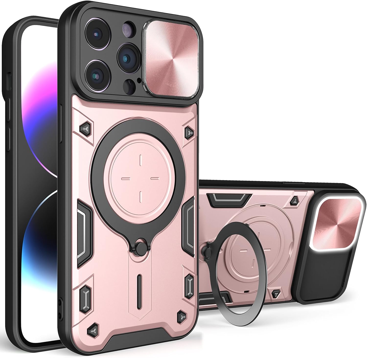 iPhone 15 Pro Max Case with Kickstand & Camera Slide Protector - Shockproof Protective Cover for Photography, Video Calls & Hands-Free Viewing