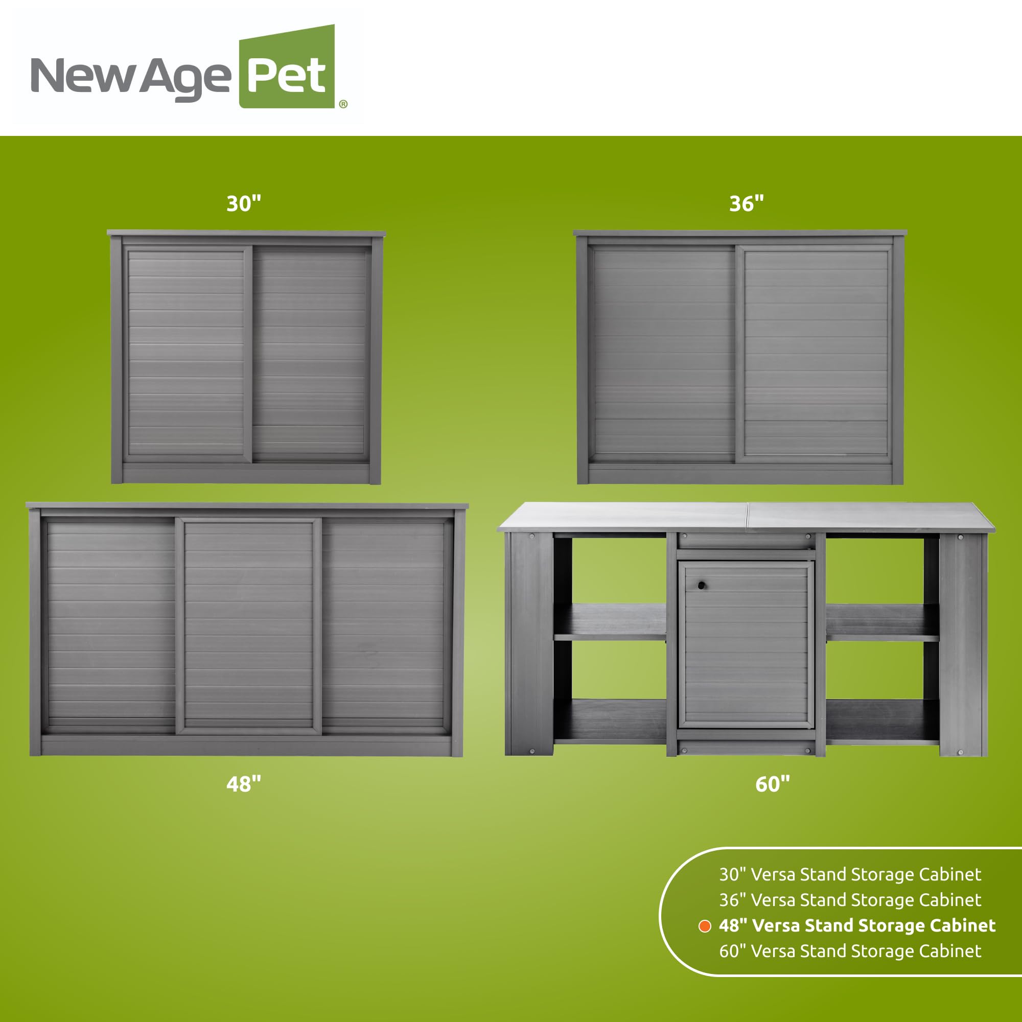 New Age Pet ECOFLEX Versa Stand Storage Cabinet for Dogs & Cats - 48-Inch Durable WPC Composite Pet Organizer | Non-Toxic, Easy Assembly | Store Pet Food, Toys, Bedding & Accessories | Perfect for Living Room, Garage or Pet Room | 10-Year Warranty